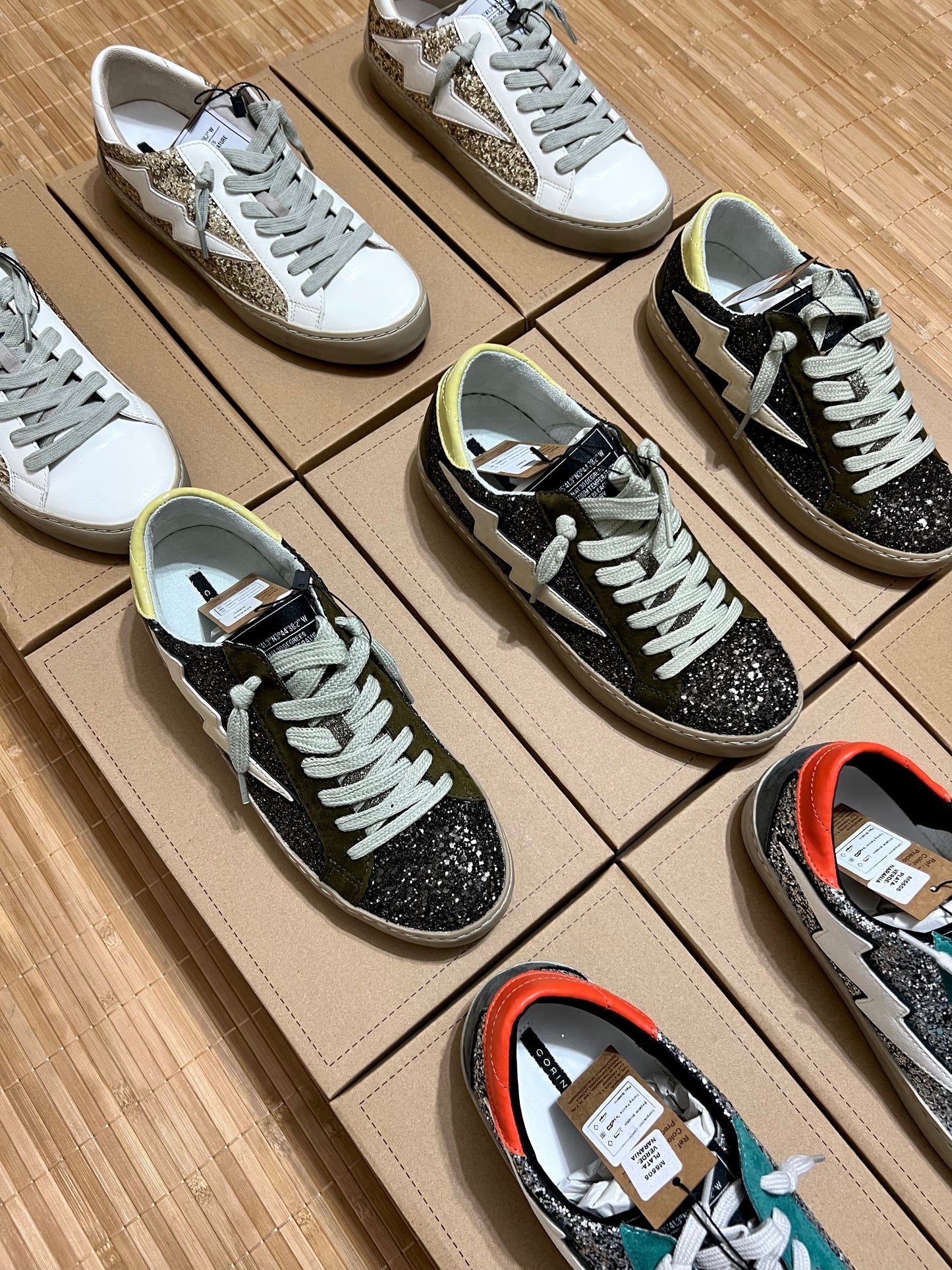 Zapatillas rayo con purpurina mujer – Tallas 35 a 41 | Tallan grandes, pedir una talla menos