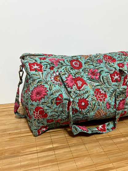 Bolso viaje de India de algodón hecho a mano | Bolso para usar como equipaje de mano o cabina 40x30x20 cm