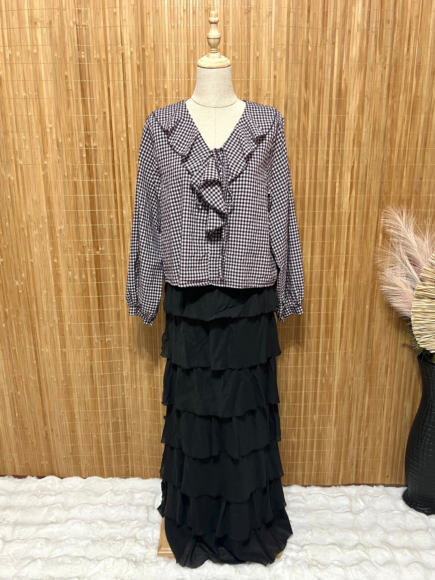 Camisa cuadros vichy con volantes mujer | Disponible en 4 colores | Tallas XS, S, M, L