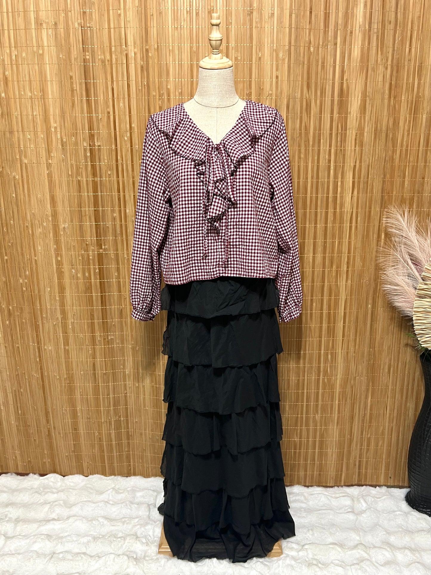 Camisa cuadros vichy con volantes mujer | Disponible en 4 colores | Tallas XS, S, M, L