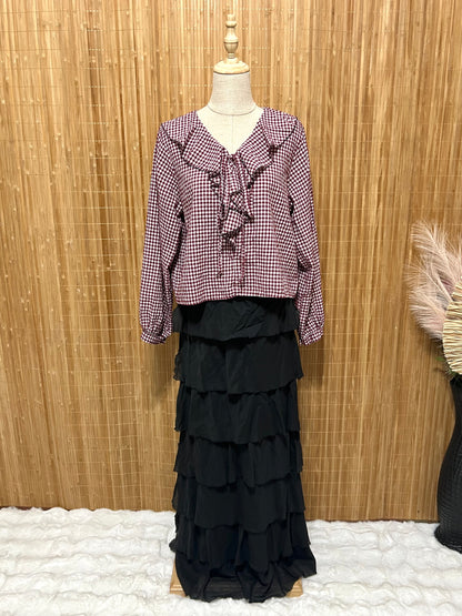 Camisa cuadros vichy con volantes mujer | Disponible en 4 colores | Tallas XS, S, M, L