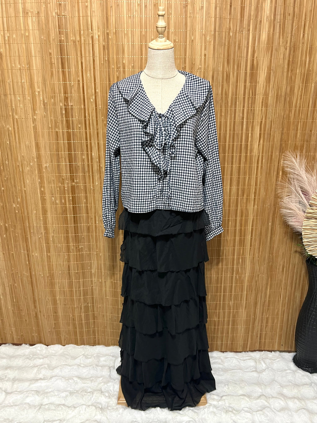 Camisa cuadros vichy con volantes mujer | Disponible en 4 colores | Tallas XS, S, M, L