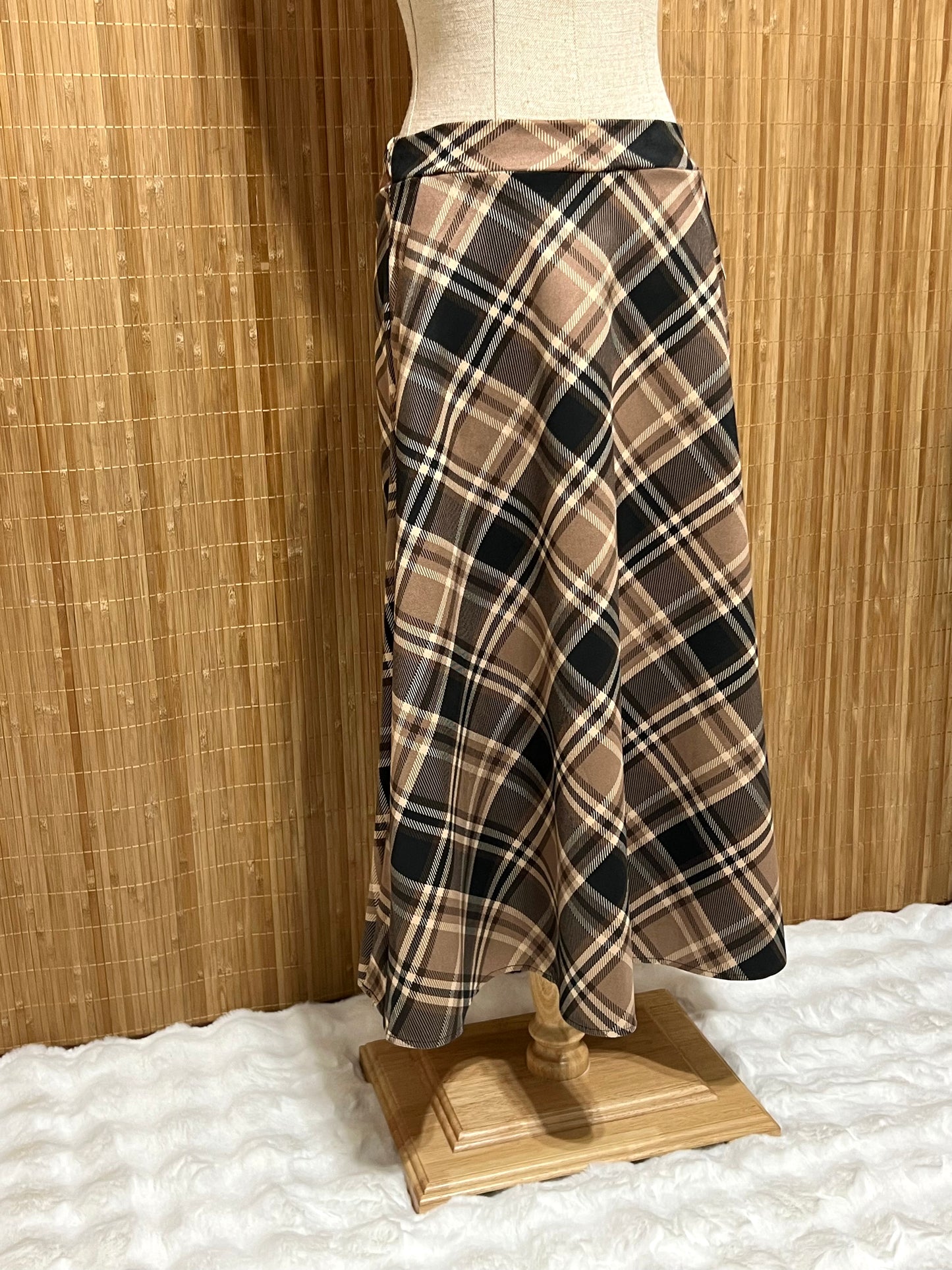 Falda larga de Cuadros Tartán tipo escocés mujer – Tejido suave, talla única (34-42)