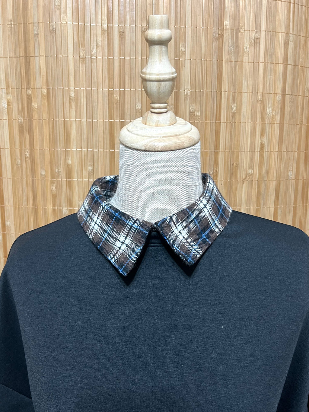 Sweatshirt com camisa falsa de xadrez tartan – Sweatshirt quente e elegante