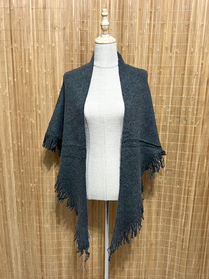 Capa o Chal de Punto con Flecos Multiposición | Grueso y elegante para otoño/invierno