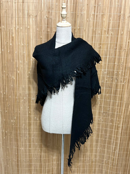 Capa o Chal de Punto con Flecos Multiposición | Grueso y elegante para otoño/invierno