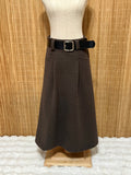 Falda de Paño Lisa con Cinturón para Mujer - Temporada de Invierno