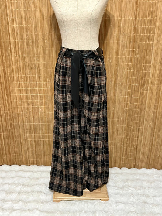 Pantalones de Cuadros Tartán con Cinta para Mujer – Otoño/Invierno