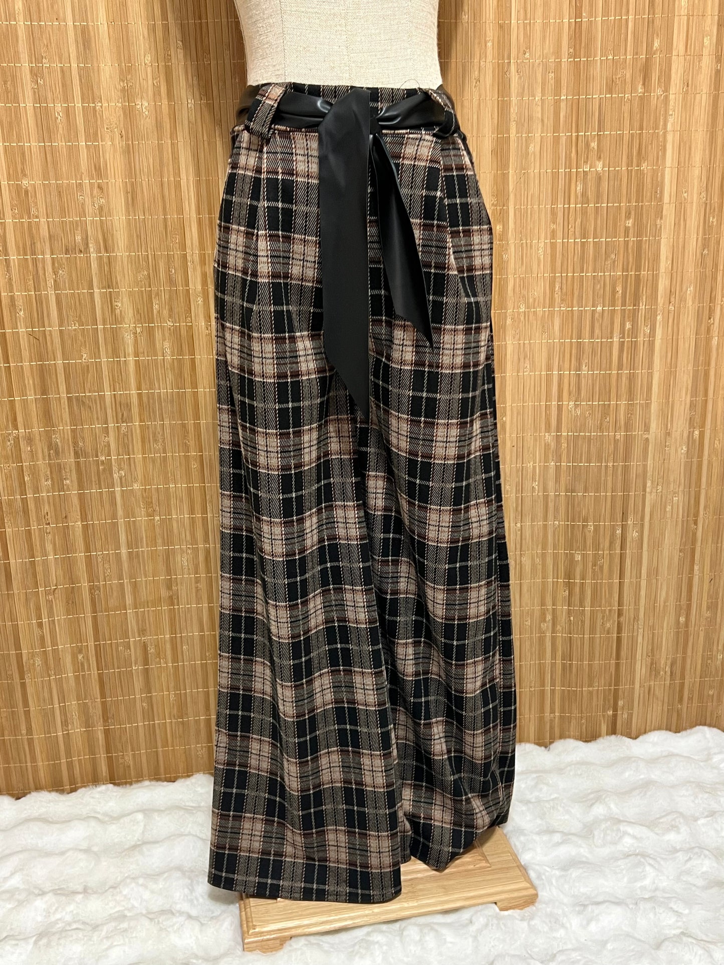 Pantalones de Cuadros Tartán con Cinta para Mujer – Otoño/Invierno