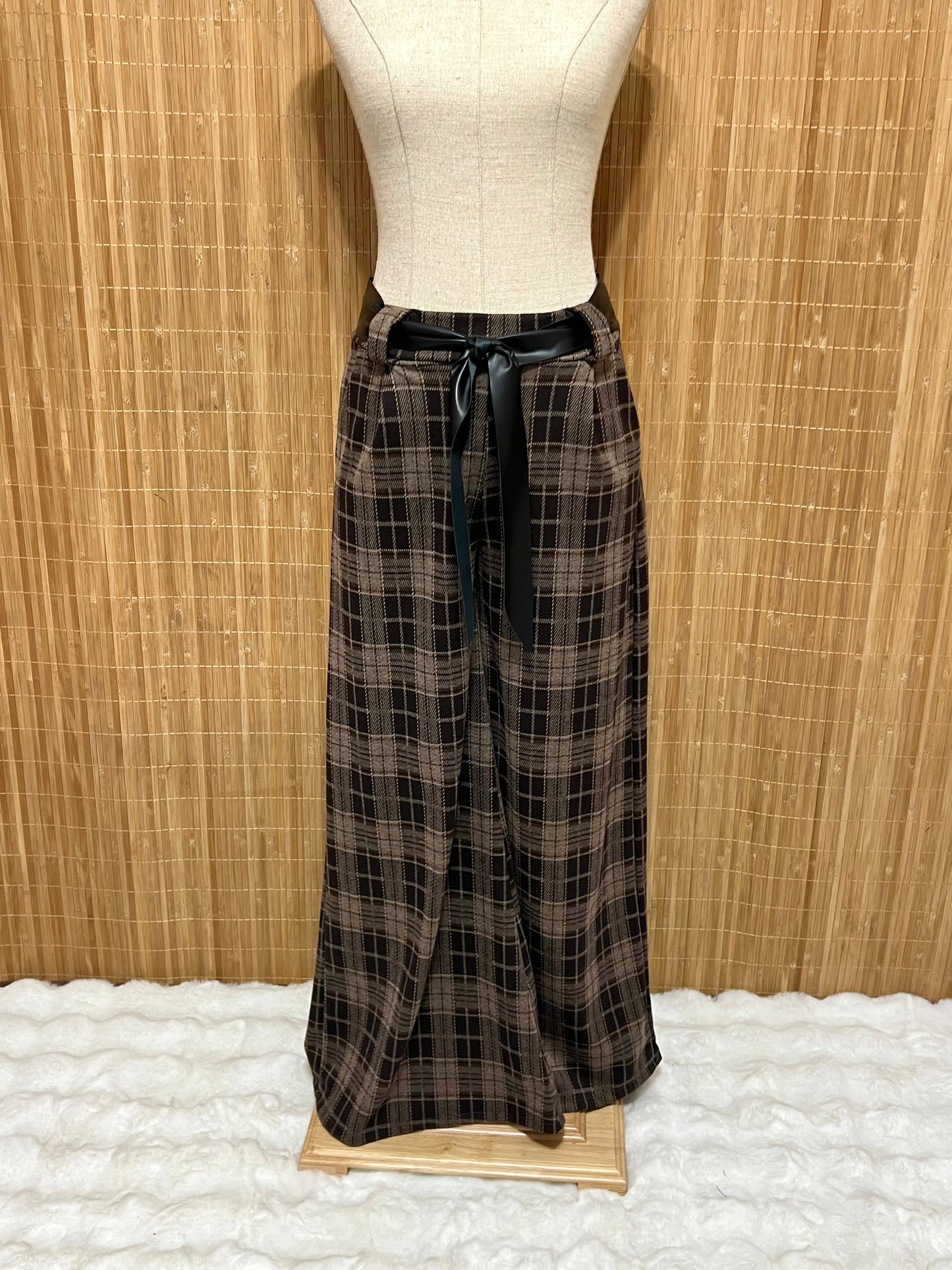 Pantalones de Cuadros Tartán con Cinta para Mujer – Otoño/Invierno