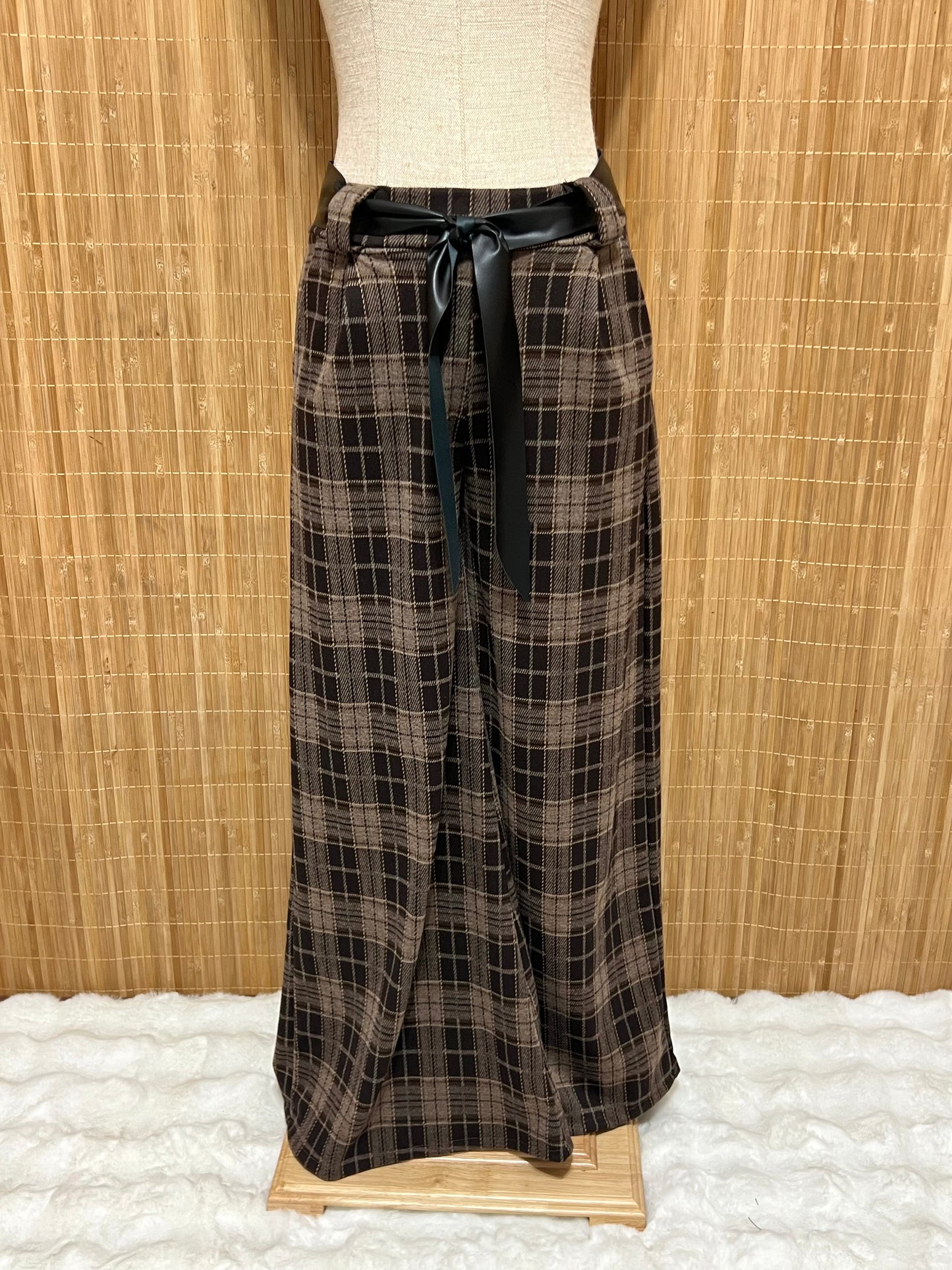 Pantalones de Cuadros Tartán con Cinta para Mujer – Otoño/Invierno