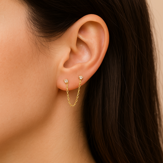 Pendientes Double Baño de Oro - MINNI MOON-Lepetitemarie-Singularu-PDPAOLA-Luamarta