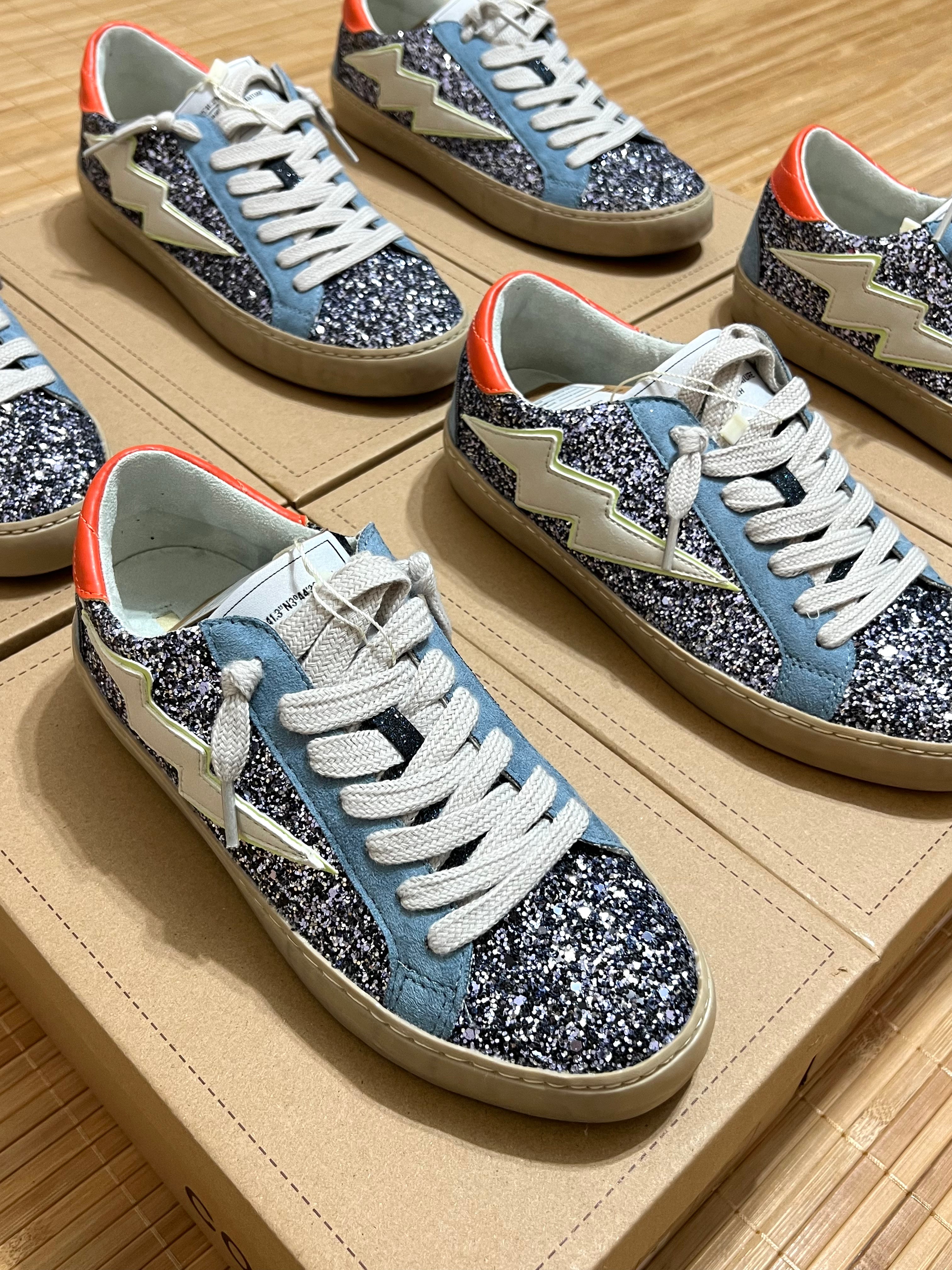 Zapatillas rayo con purpurina mujer – Tallas 35 a 41 | Tallan grandes, pedir una talla menos