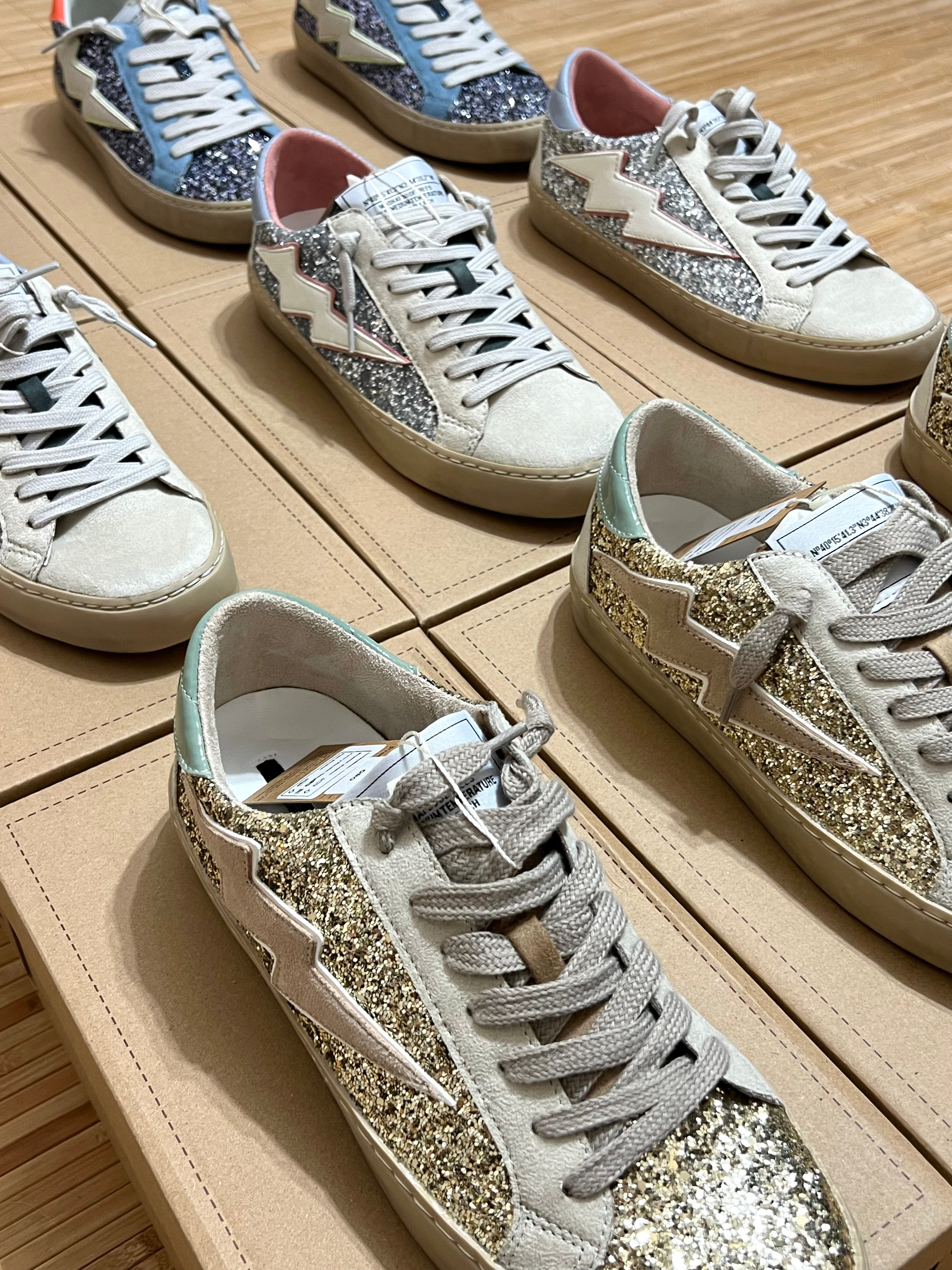 Zapatillas rayo con purpurina mujer – Tallas 35 a 41 | Tallan grandes, pedir una talla menos