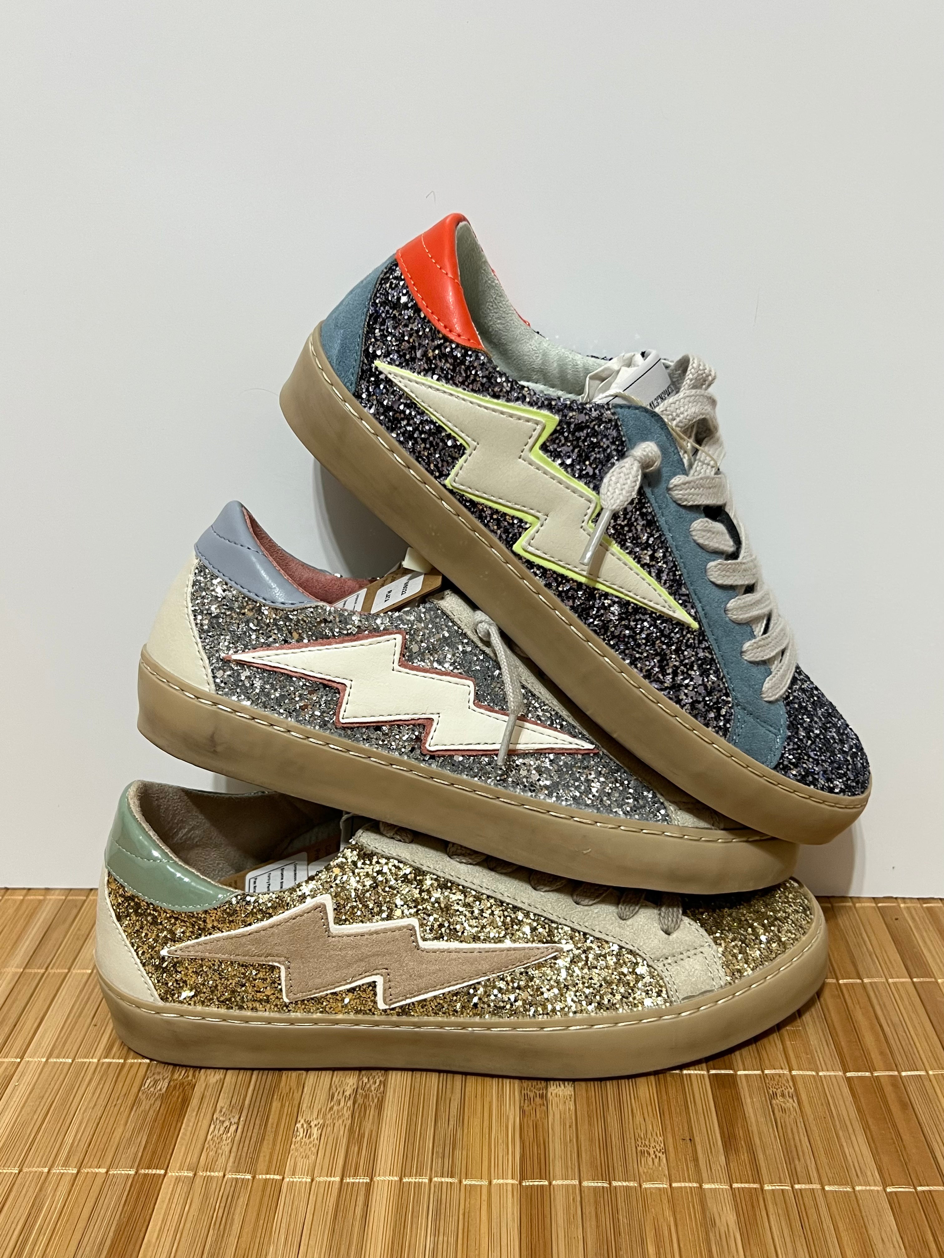 Zapatillas rayo con purpurina mujer – Tallas 35 a 41 | Tallan grandes, pedir una talla menos