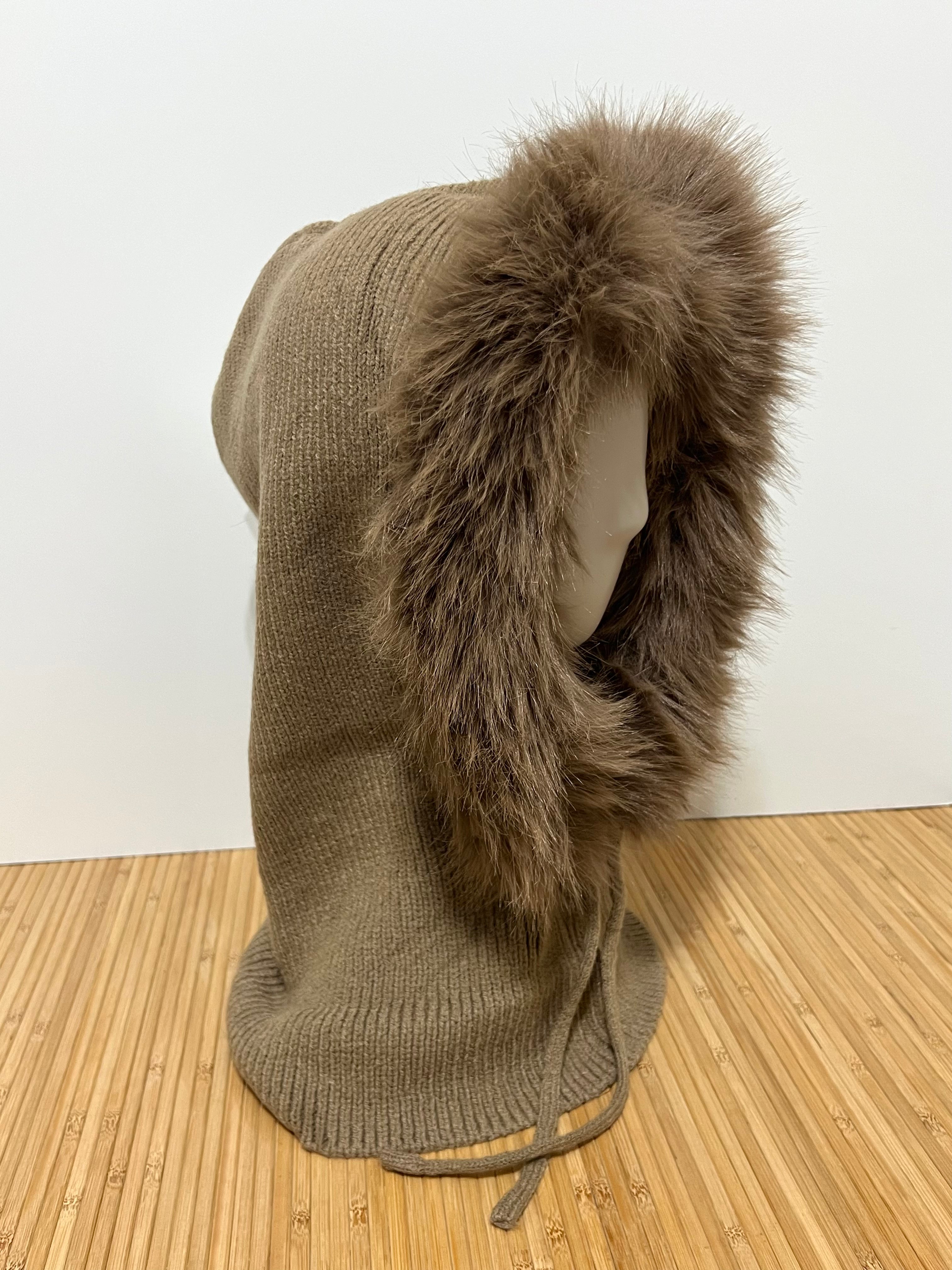 Balaclava de Punto con Pelo en la Capucha Mujer | Elegante y suave