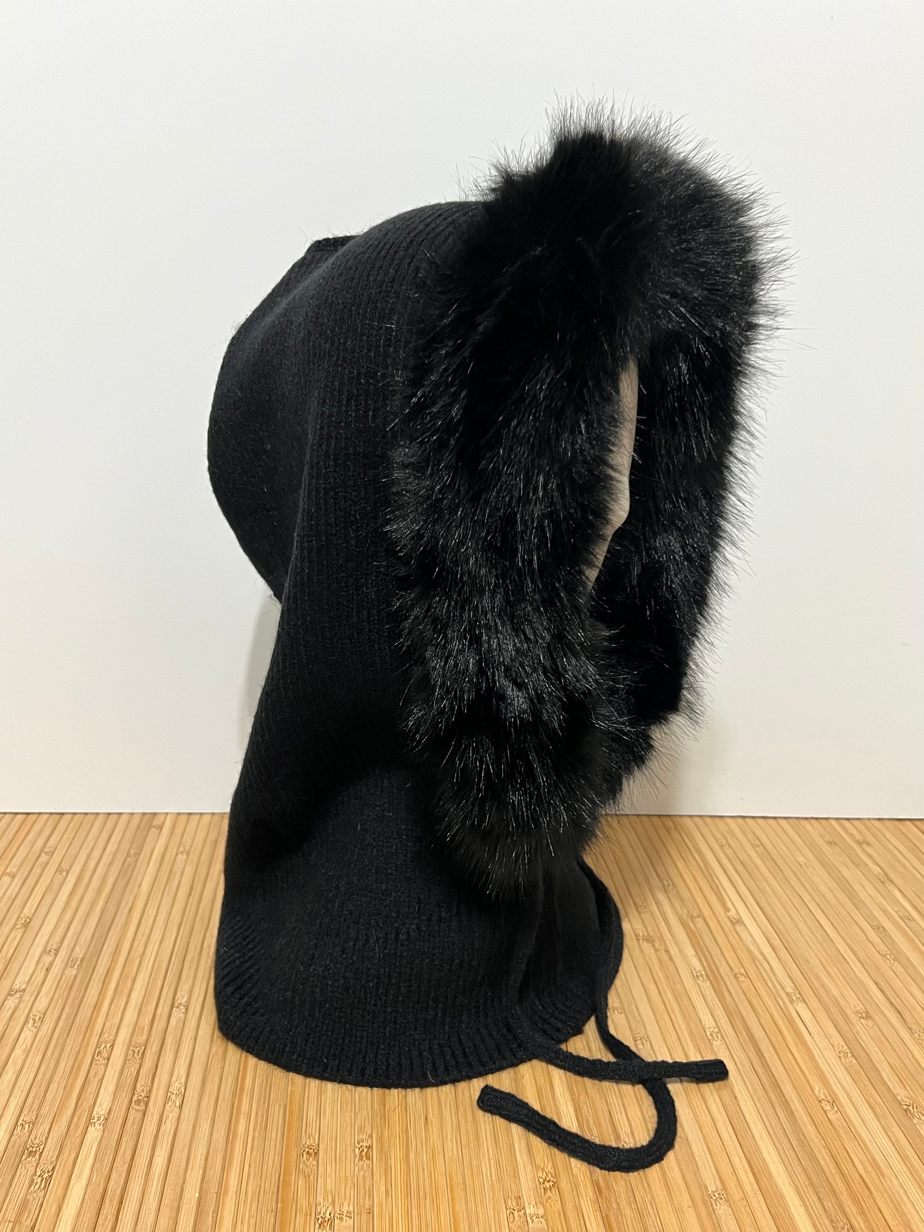 Balaclava de Punto con Pelo en la Capucha Mujer | Elegante y suave