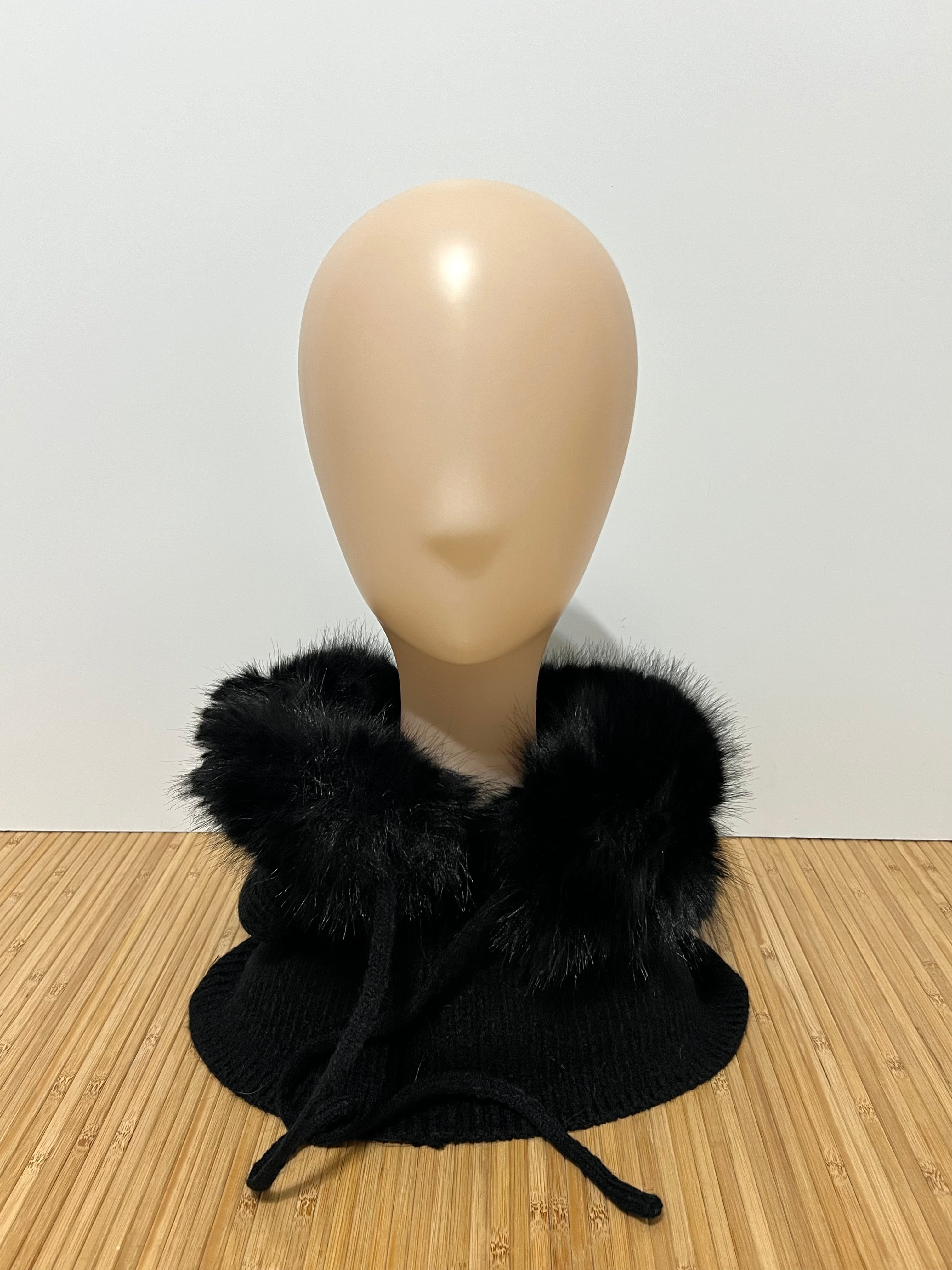 Balaclava de malha com pelo no capuz para mulher | Elegante e suave