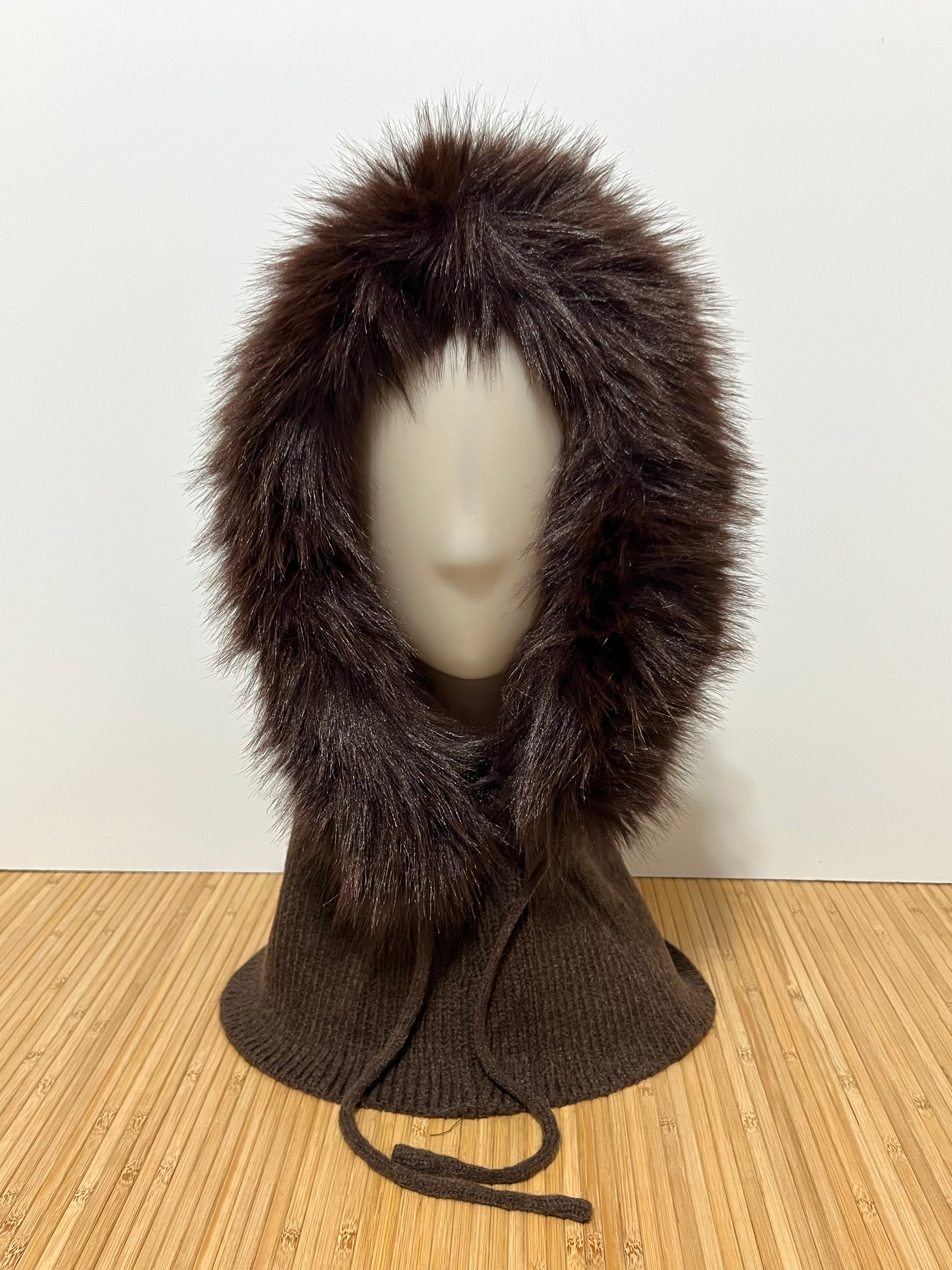 Balaclava de Punto con Pelo en la Capucha Mujer | Elegante y suave