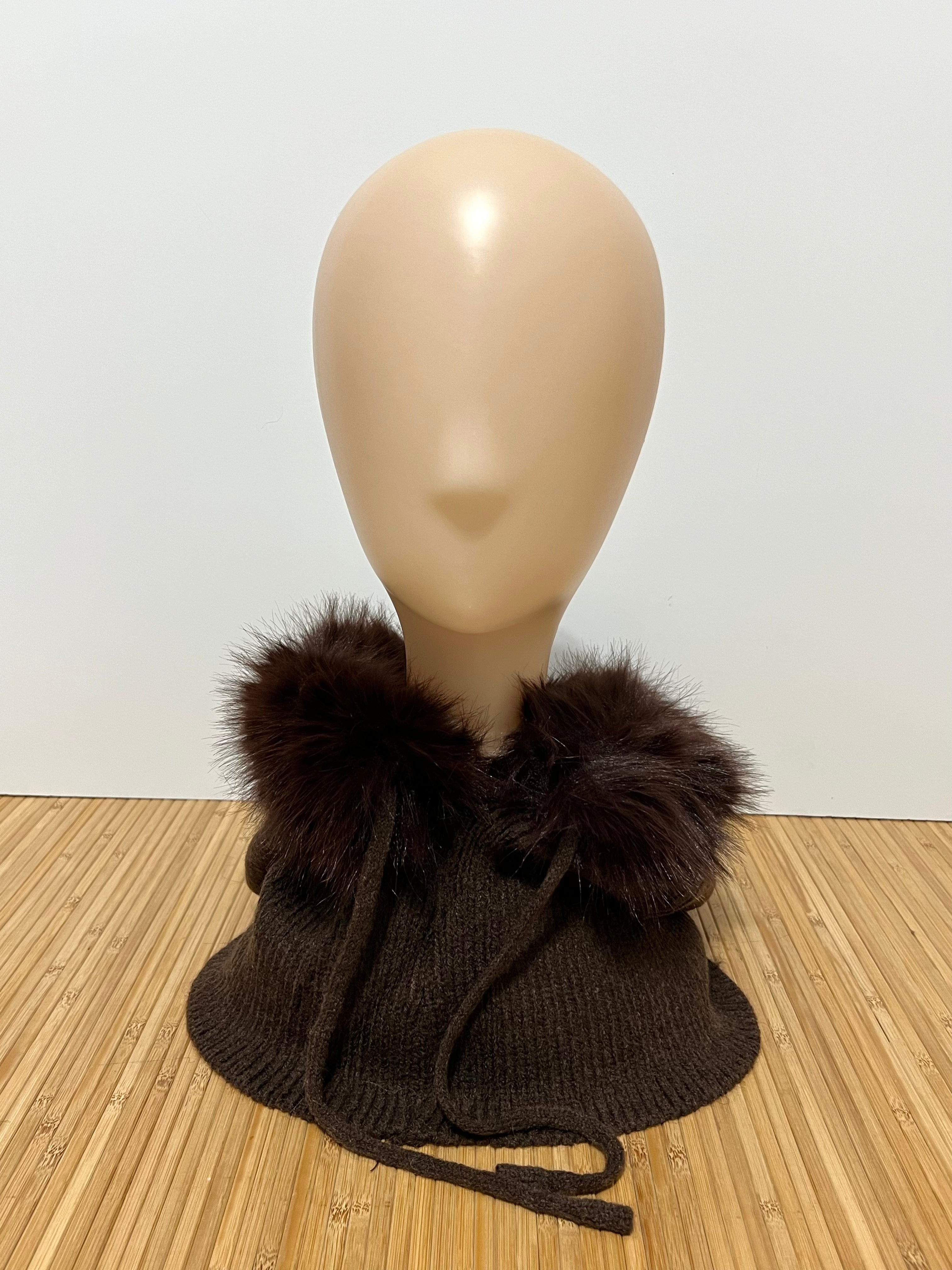 Balaclava de malha com pelo no capuz para mulher | Elegante e suave