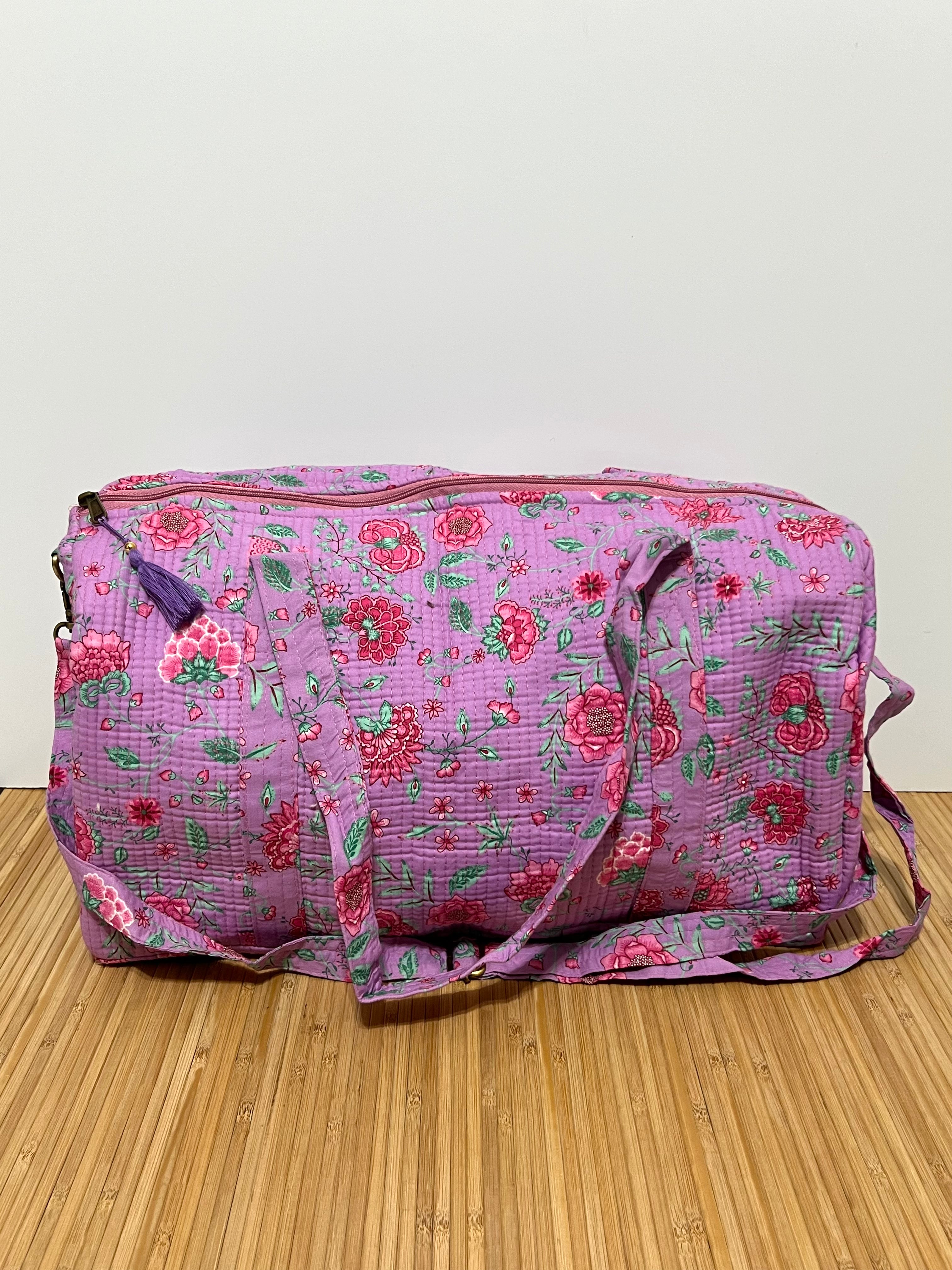 Bolso de viaje estampado de algodón personalizado iniciales – 40 × 30 × 20 cm