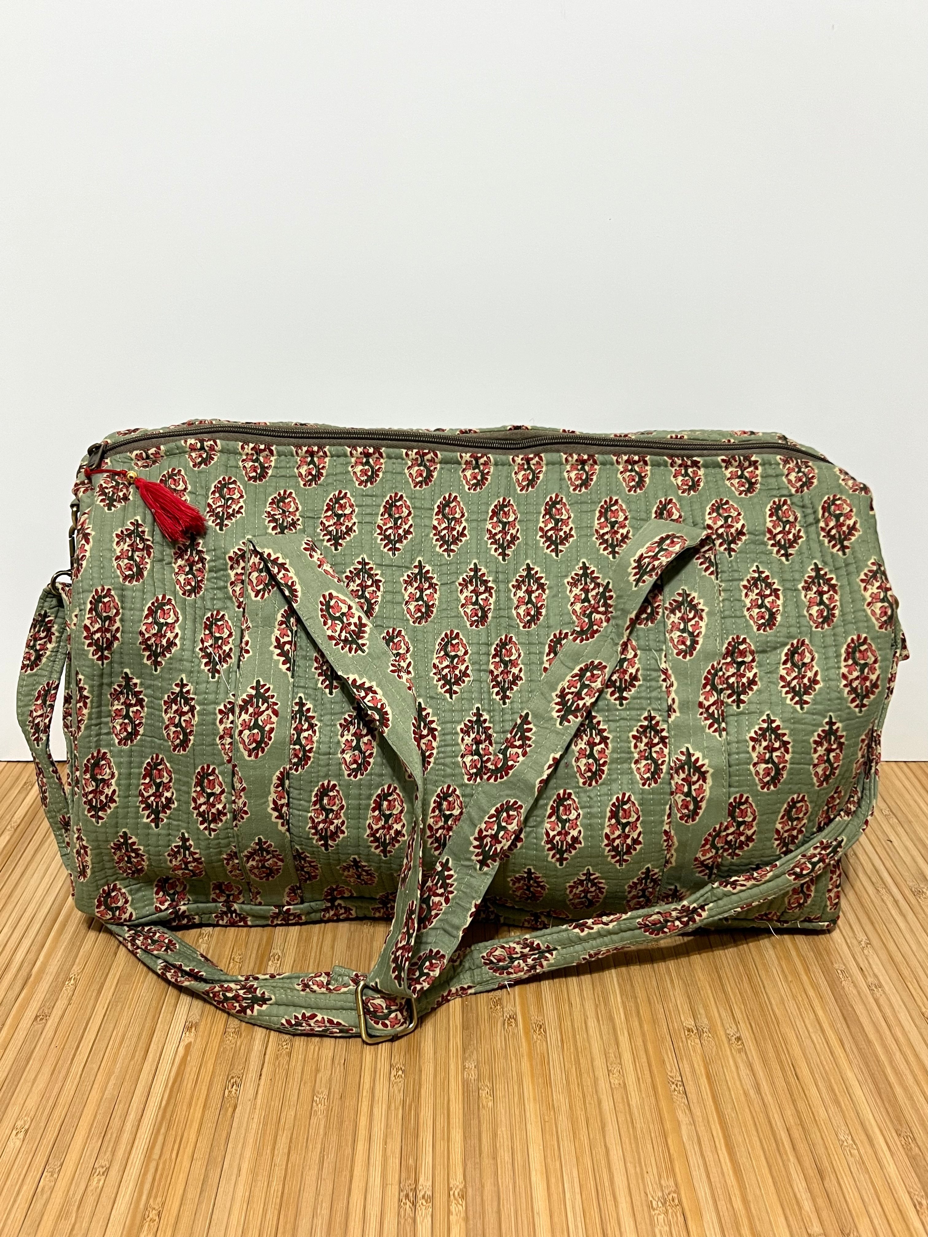 Bolso de viaje estampado de algodón personalizado iniciales – 40 × 30 × 20 cm