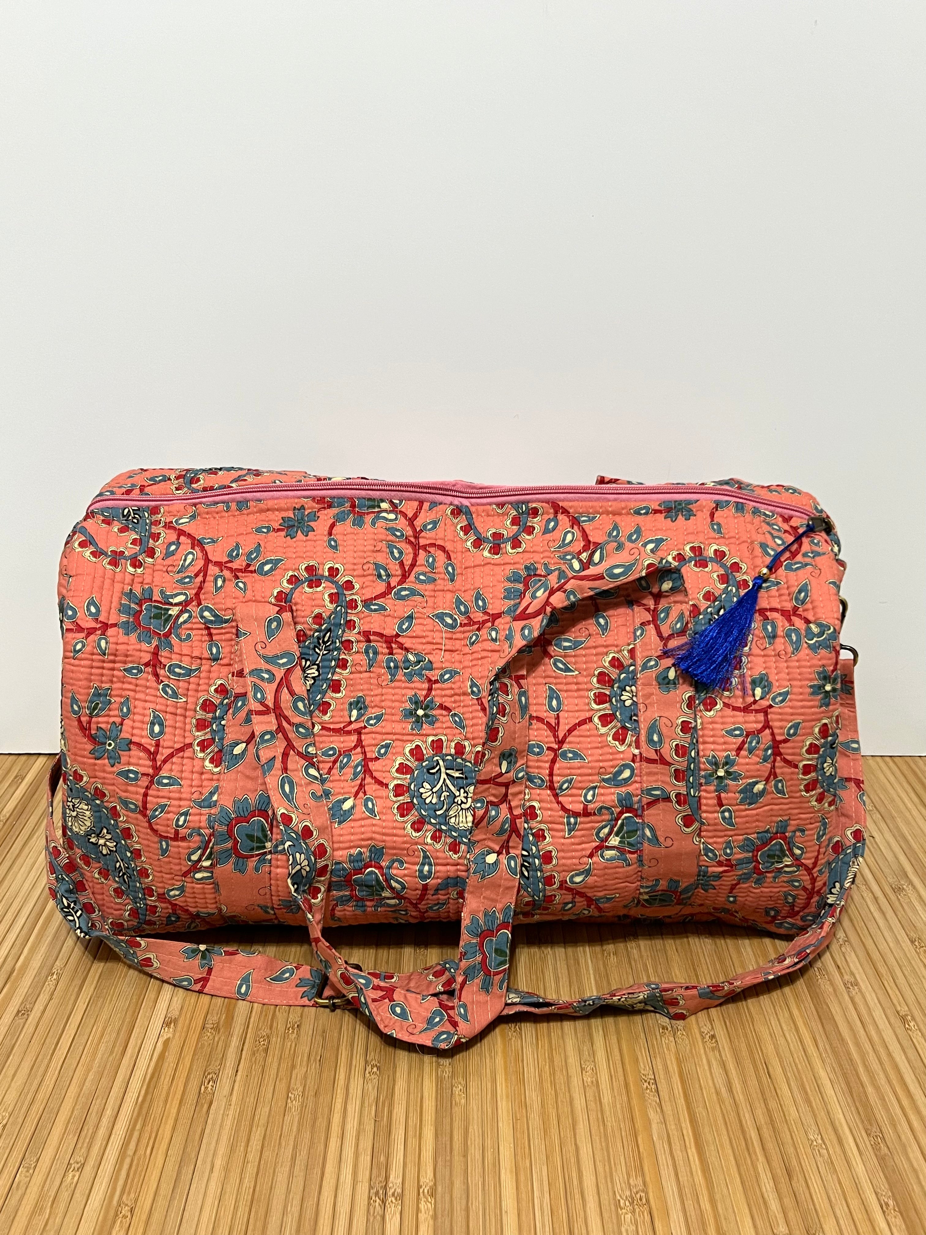 Bolso de viaje estampado de algodón personalizado iniciales – 40 × 30 × 20 cm