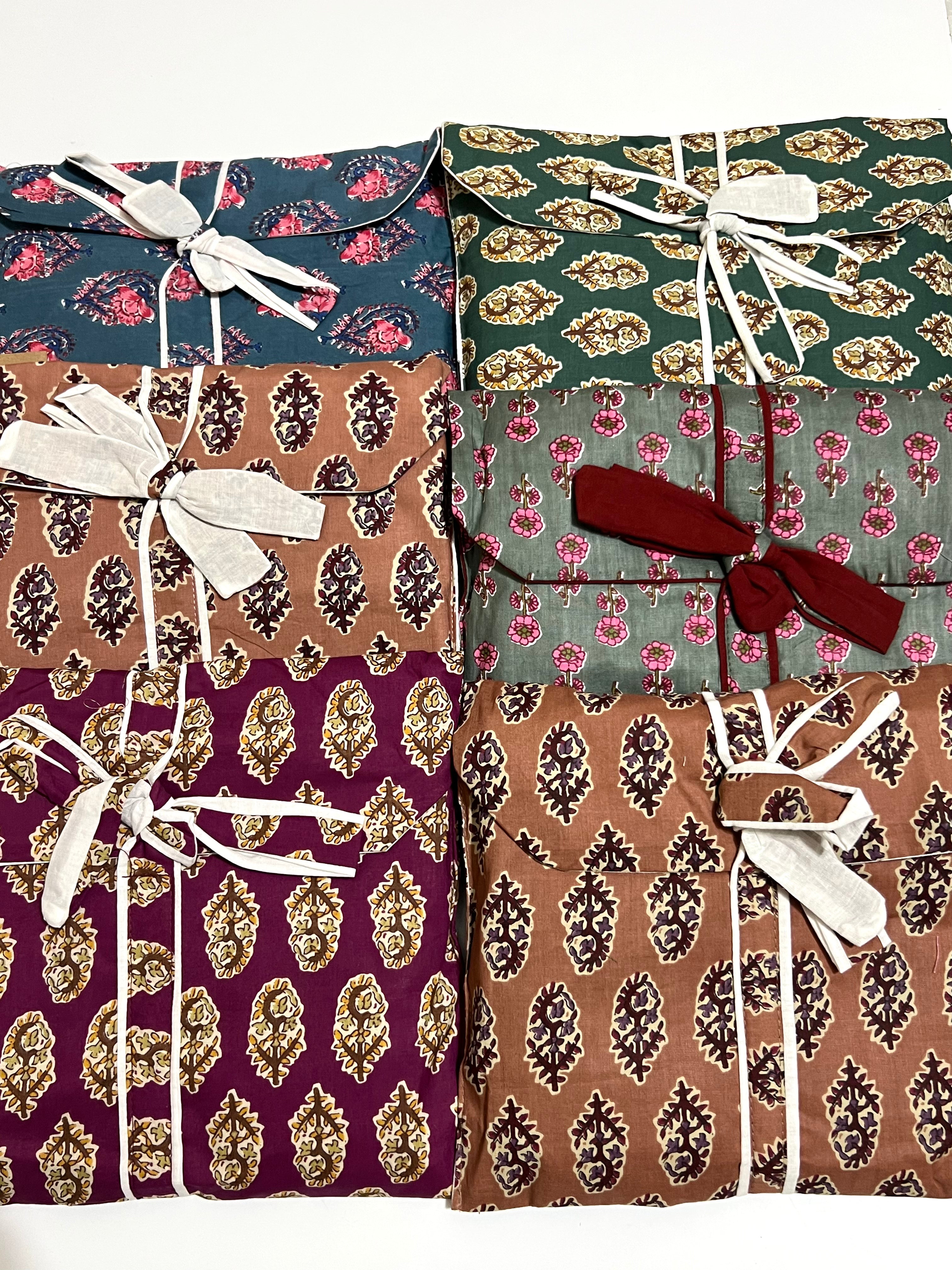 Pijama Camisero Largo Estampado de Algodón para mujer | Bolsa incluida