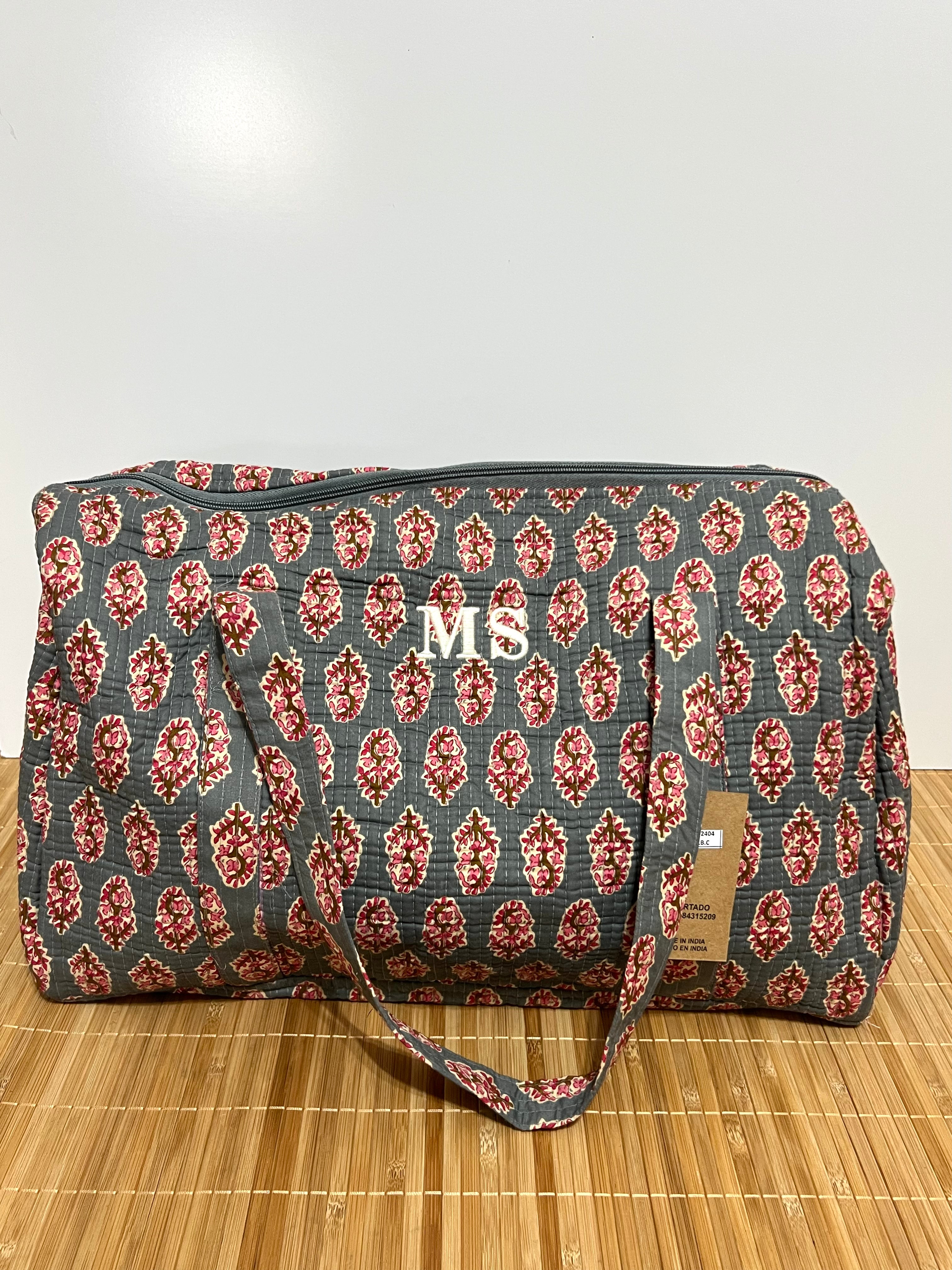 Bolso de viaje estampado de algodón personalizado iniciales – 40 × 30 × 20 cm