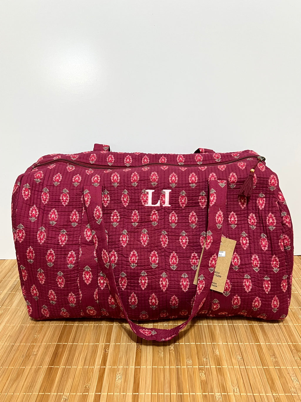 Personalisierte Reisetasche aus bedruckter Baumwolle mit Initialen – 40 × 30 × 20 cm