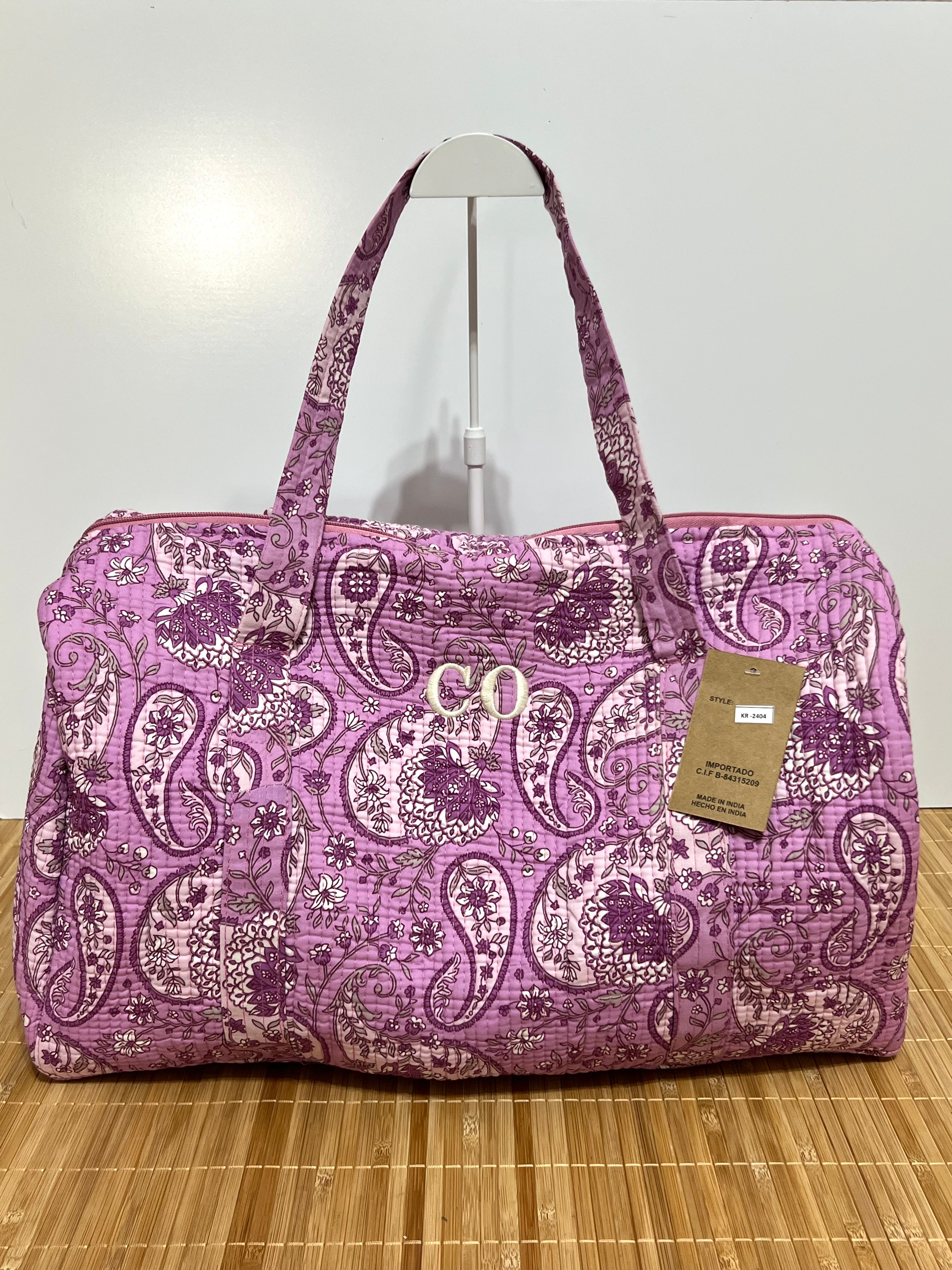 Bolso de viaje estampado de algodón personalizado iniciales – 40 × 30 × 20 cm