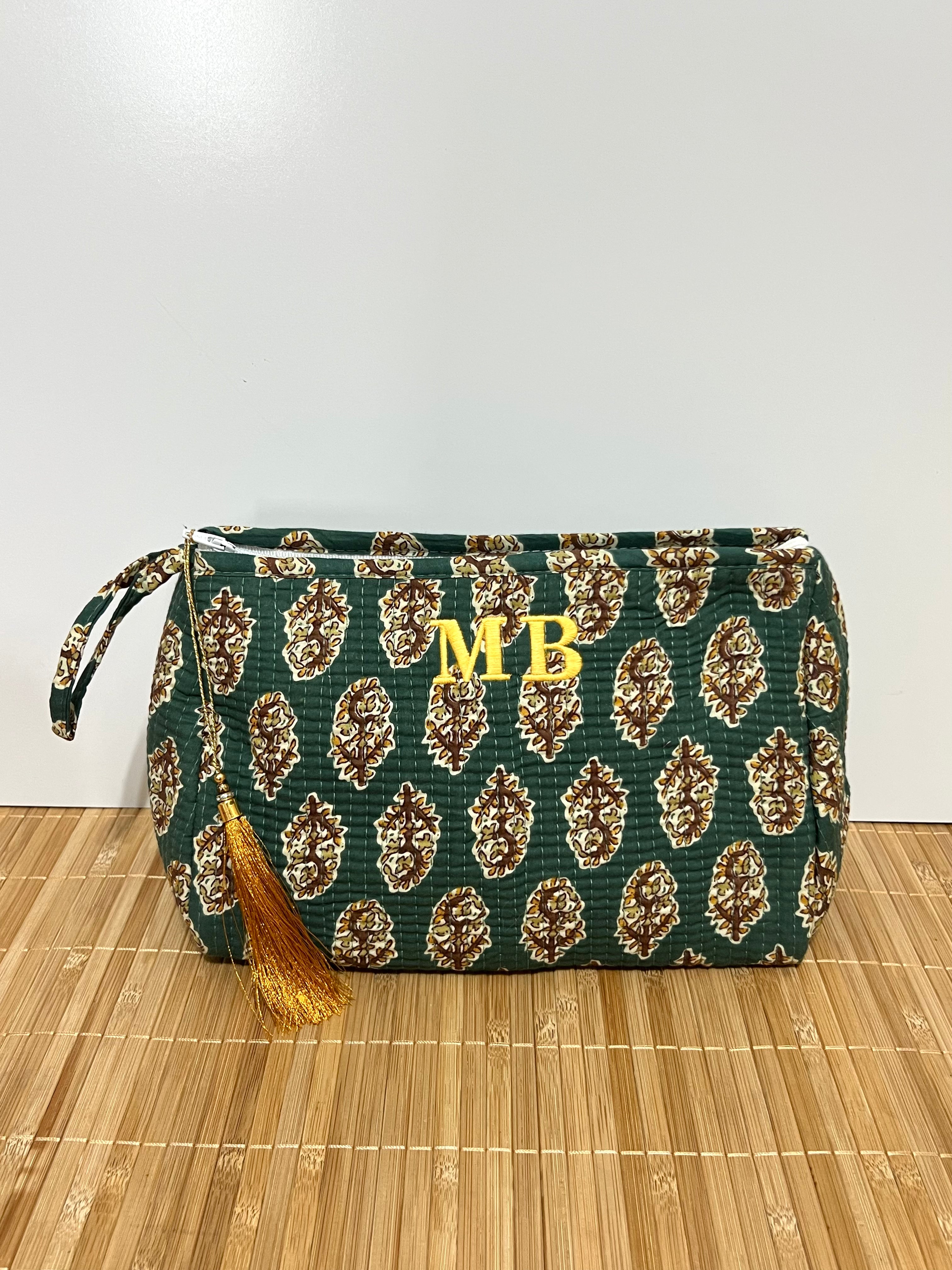 Neceser estampado de Algodón impermeable con Compartimentos | Personalizado con iniciales