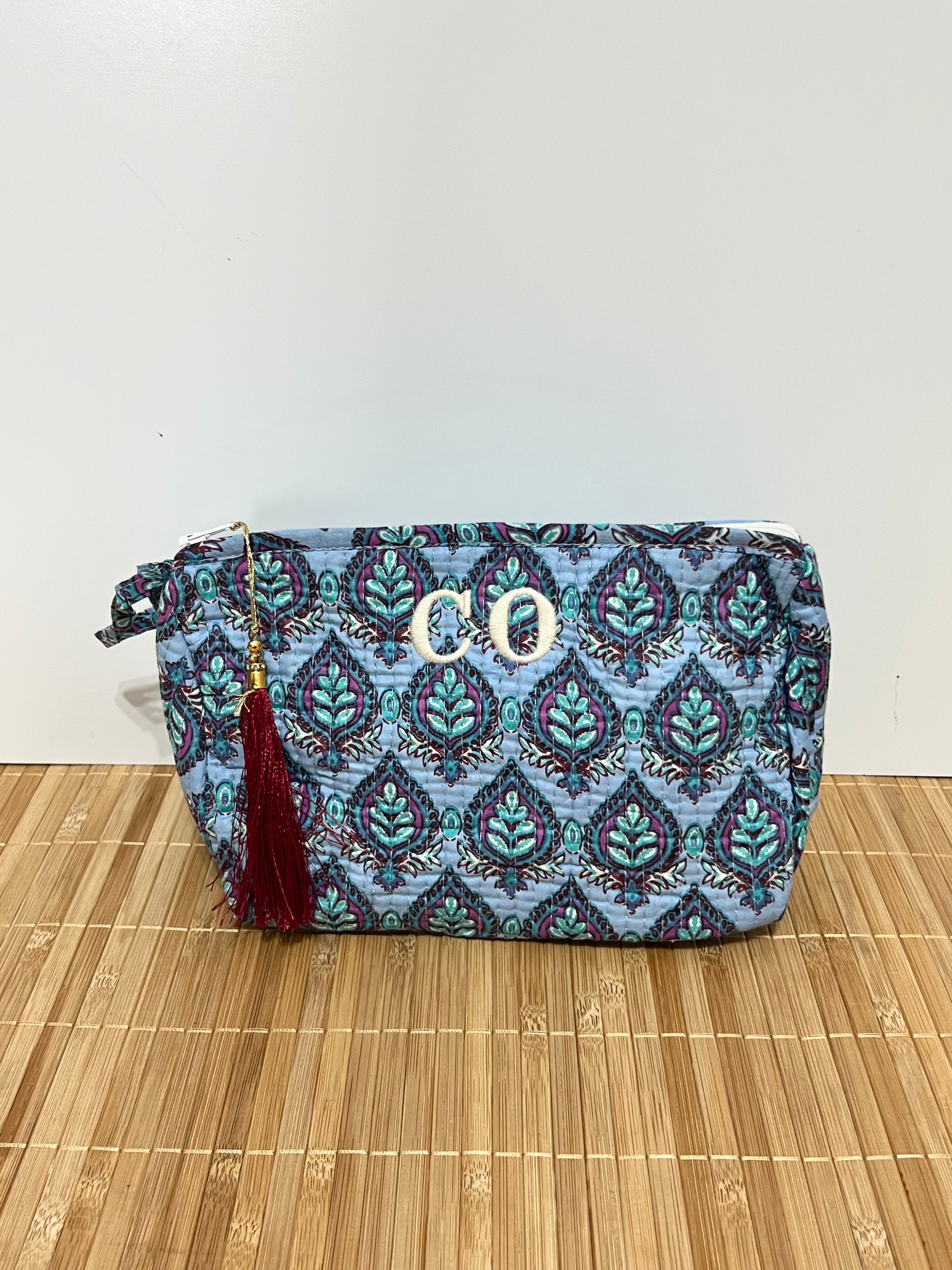 Neceser estampado de Algodón impermeable con Compartimentos | Personalizado con iniciales