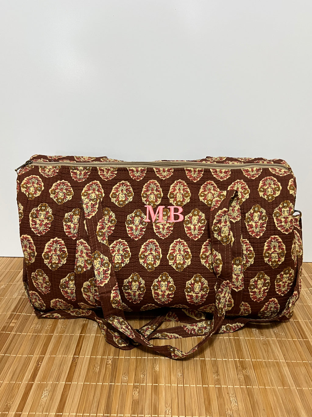 Personalisierte Reisetasche aus bedruckter Baumwolle mit Initialen – 40 × 30 × 20 cm