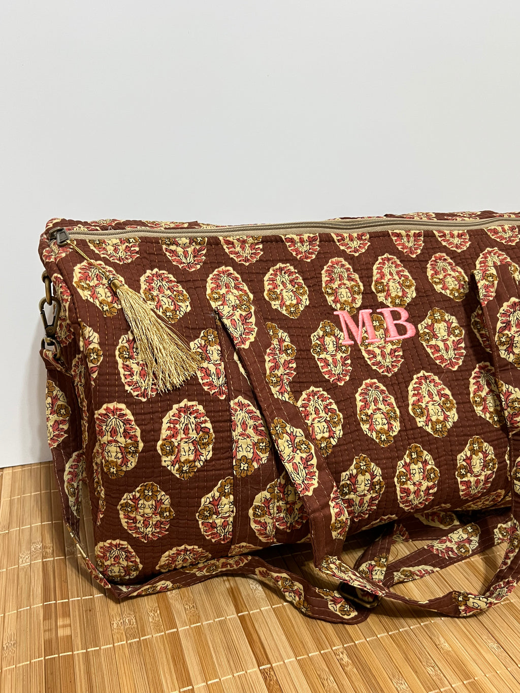 Personalisierte Reisetasche aus bedruckter Baumwolle mit Initialen – 40 × 30 × 20 cm