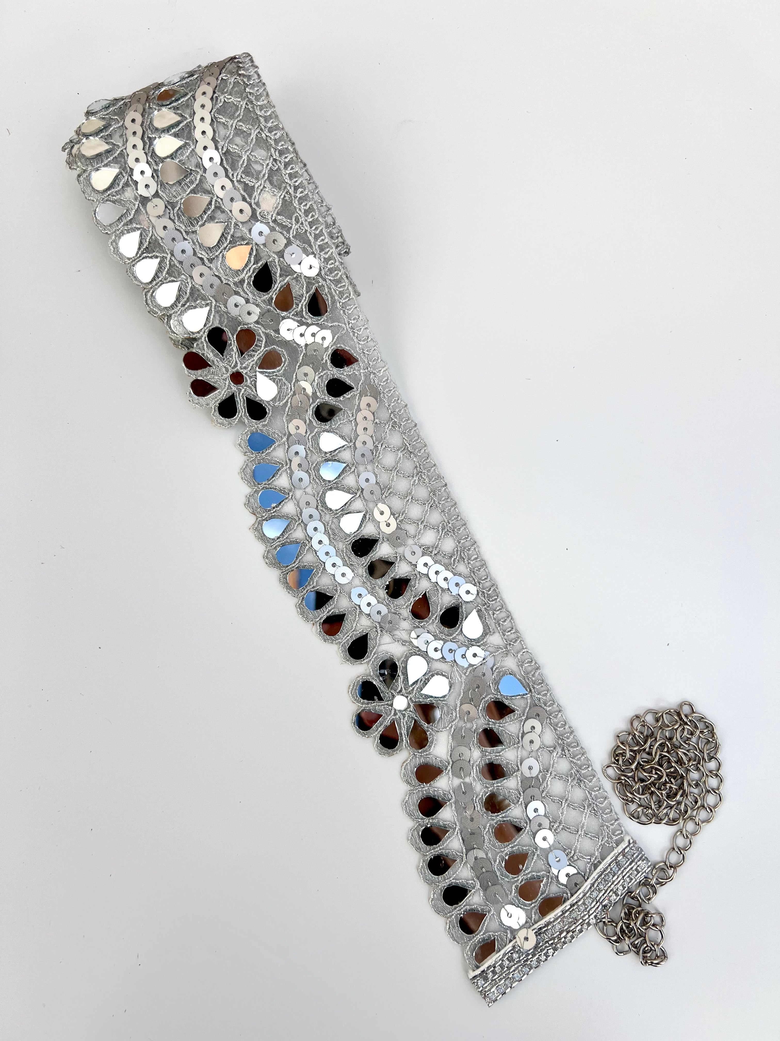 Cinturón espejos Dorado y Plateado mujer con cadena ajustable