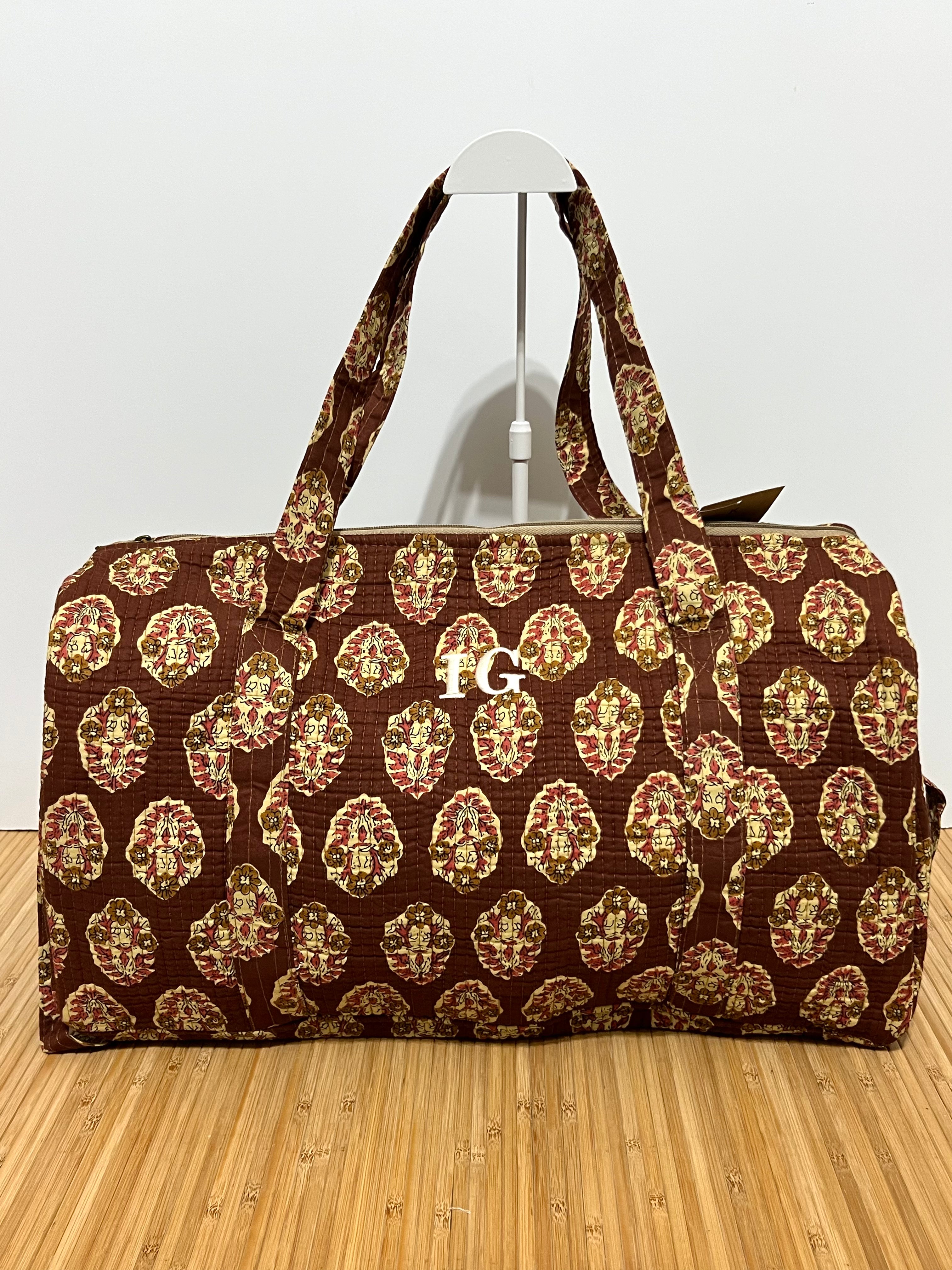 Personalisierte Reisetasche aus bedruckter Baumwolle mit Initialen – 40 × 30 × 20 cm