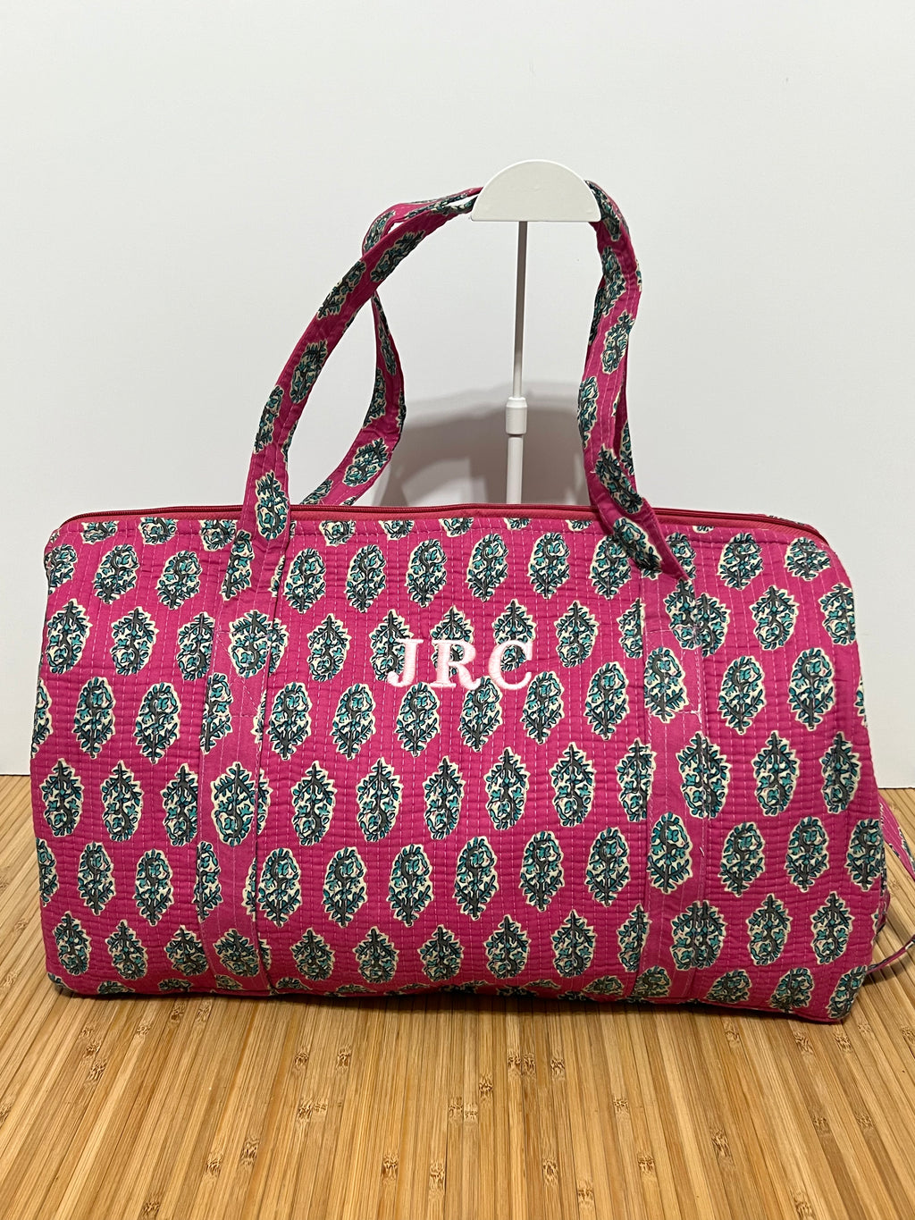 Bolso de viaje estampado de algodón personalizado iniciales – 40 × 30 × 20 cm