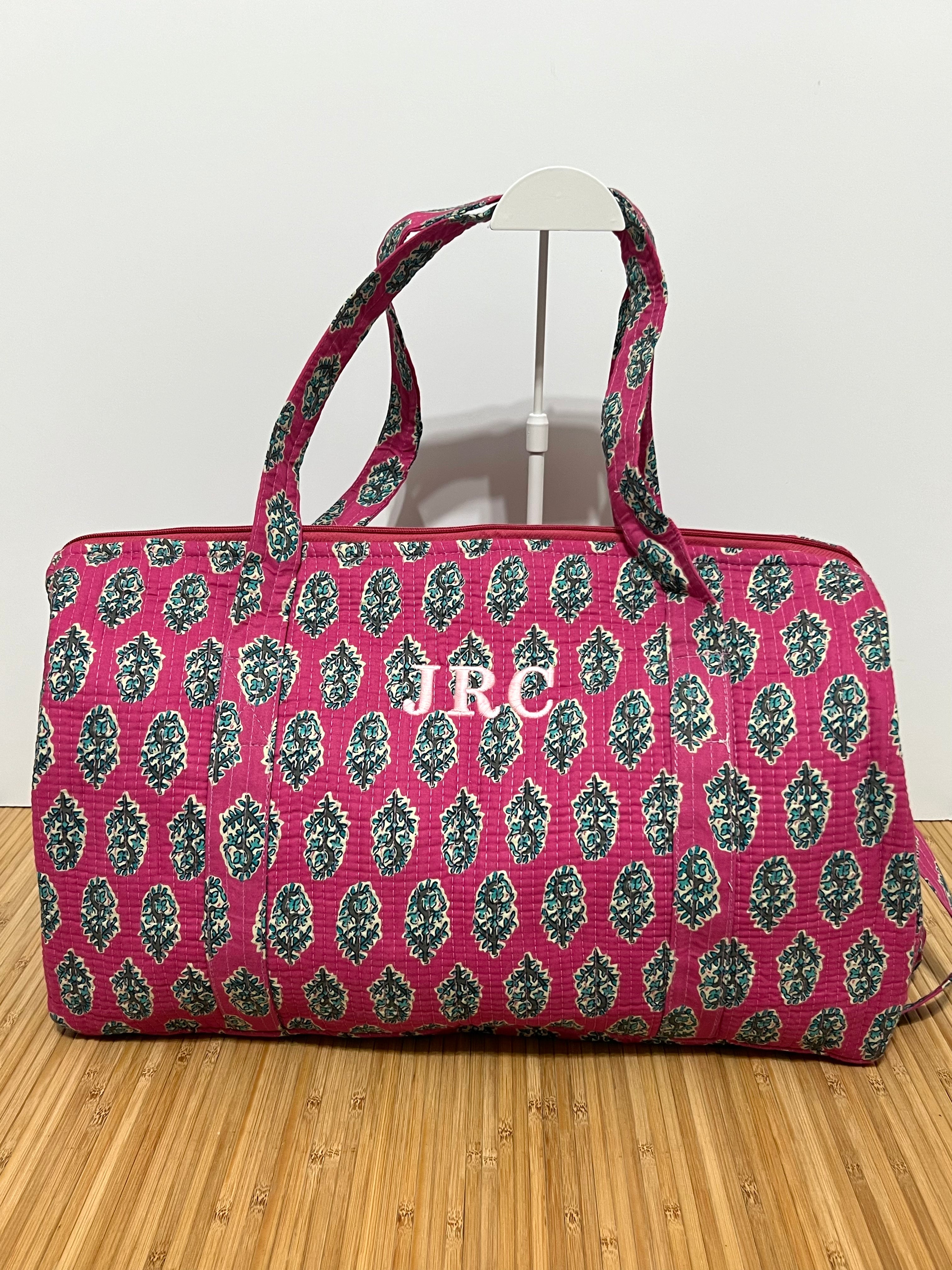 Bolso de viaje estampado de algodón personalizado iniciales – 40 × 30 × 20 cm