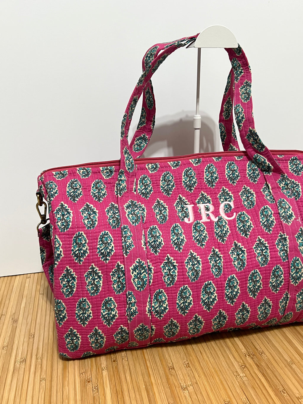 Personalisierte Reisetasche aus bedruckter Baumwolle mit Initialen – 40 × 30 × 20 cm