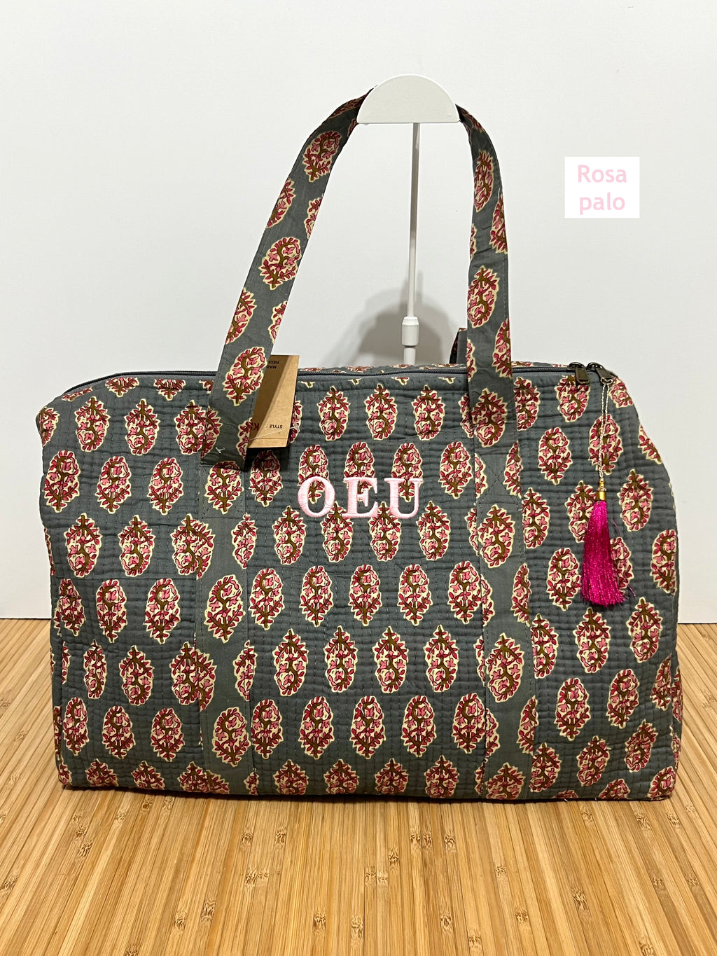 Bolso de viaje estampado de algodón personalizado iniciales – 40 × 30 × 20 cm