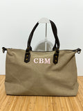 Bolso Personalizado con Iniciales – 49×30×14 cm | Loneta con Asas de Piel