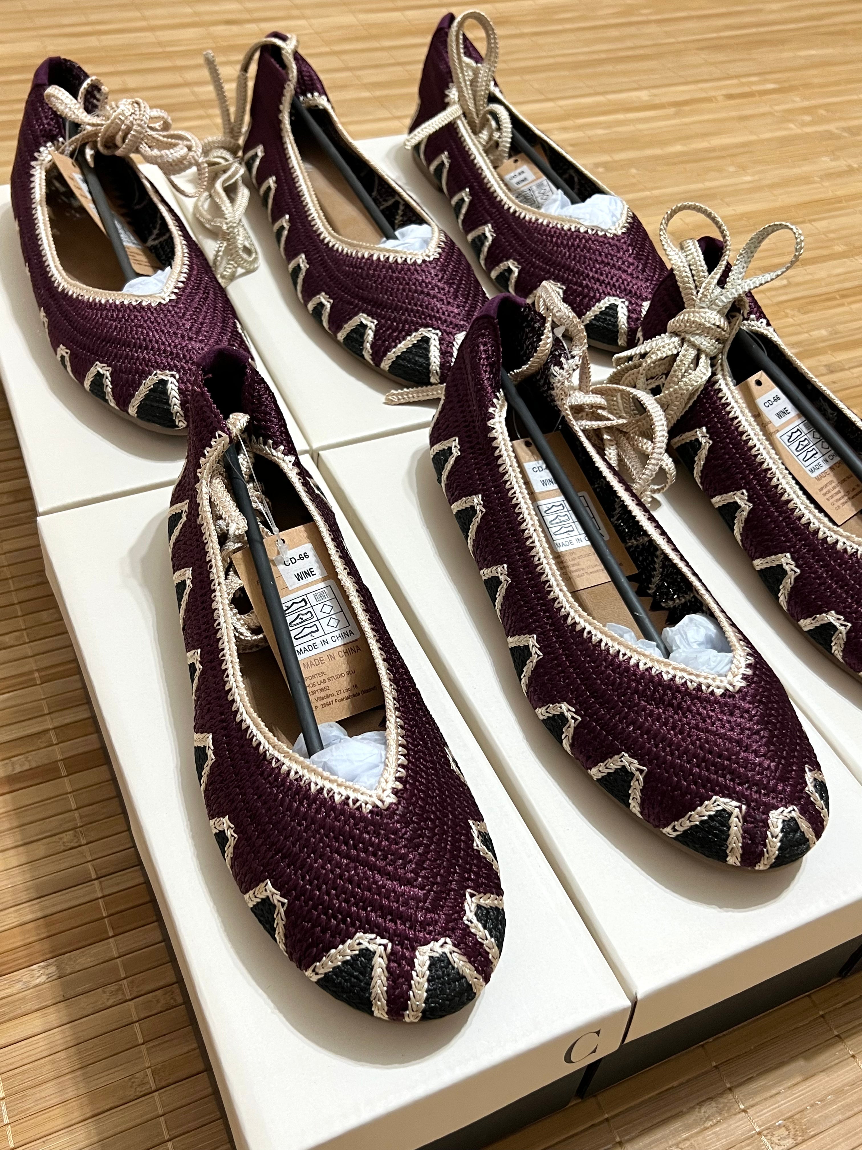 Bailarinas estilo Crochet con Cintas al Tobillo Diseño Étnico | Elige tu talla habitual (36-41)