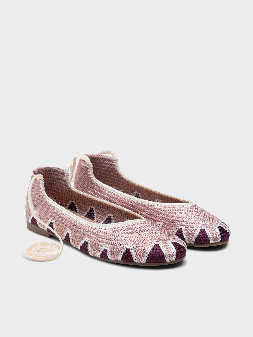 Bailarinas estilo Crochet con Cintas al Tobillo Diseño Étnico | Elige tu talla habitual (36-41)