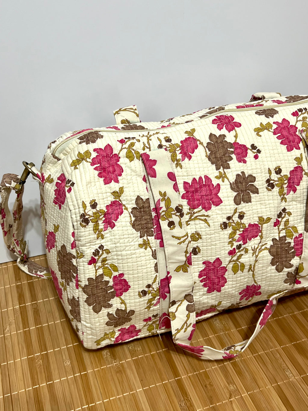 Personalisierte Reisetasche aus bedruckter Baumwolle mit Initialen – 40 × 30 × 20 cm