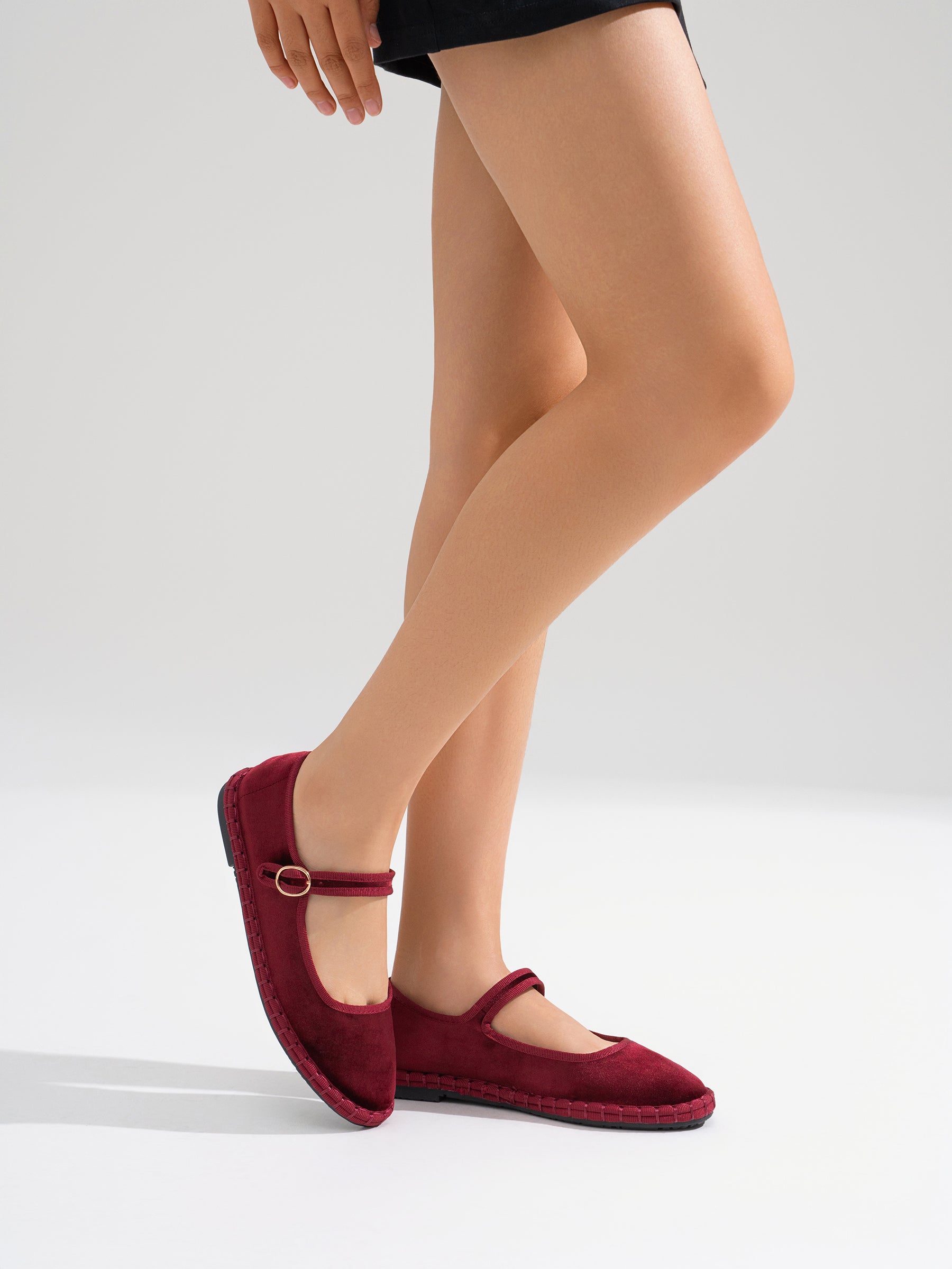 Bailarinas Terciopelo con Frunce o Hebilla Mujer | Elige tu talla habitual (36 a 41)