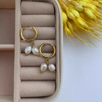 Pendientes Perlas Duo Baño de Oro - MINNI MOON-Lepetitemarie-Singularu-PDPAOLA-Luamarta