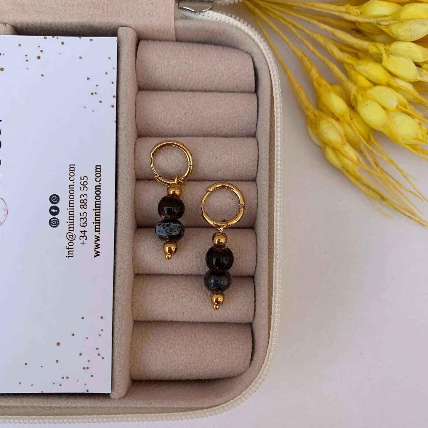 Pendientes Negros Baño de Oro - MINNI MOON-Lepetitemarie-Singularu-PDPAOLA-Luamarta