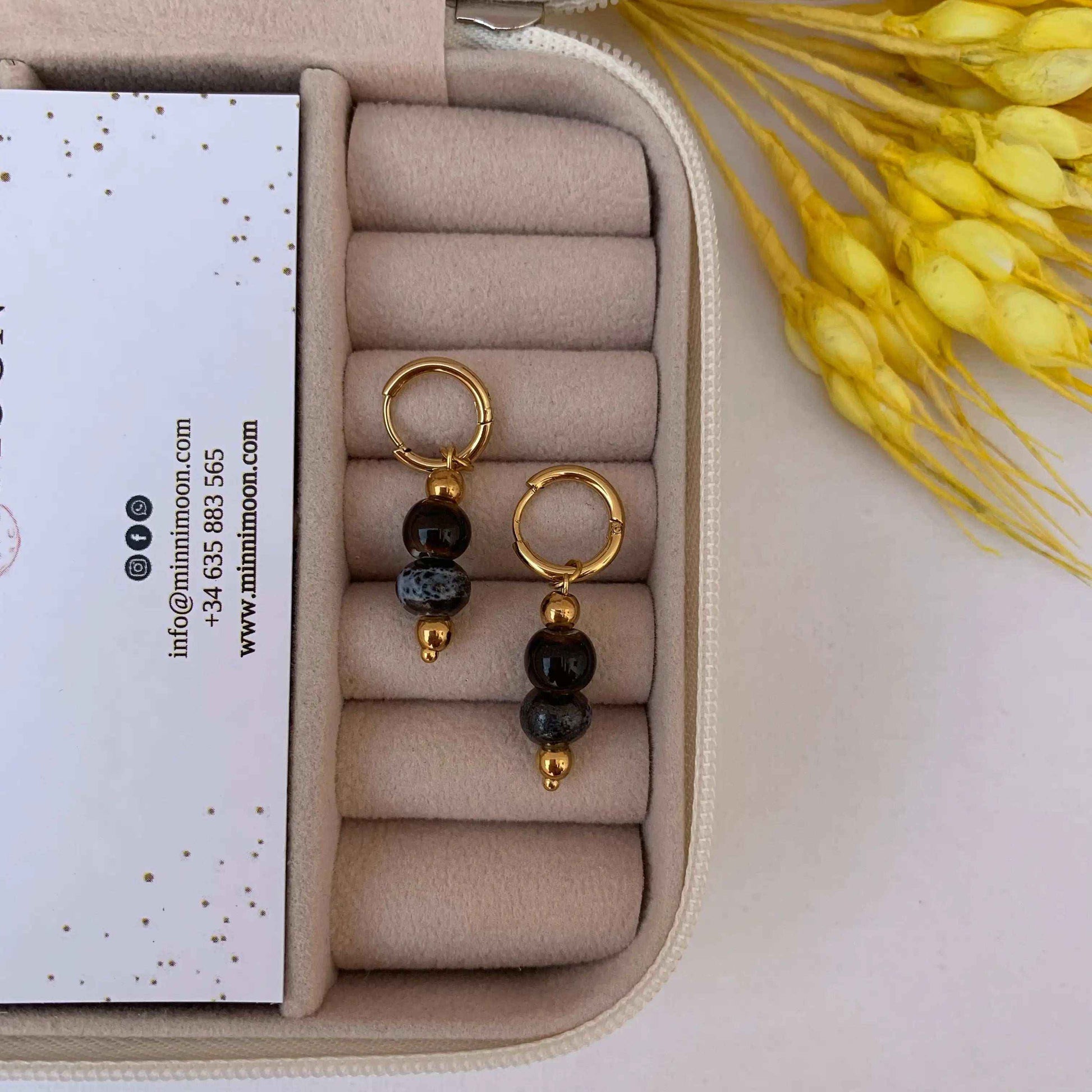 Pendientes Negros Baño de Oro - MINNI MOON-Lepetitemarie-Singularu-PDPAOLA-Luamarta