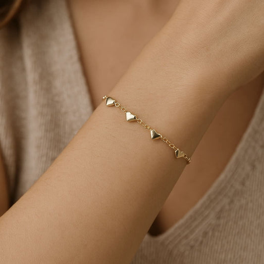 Pulsera Corazones Baño de Oro - MINNI MOON-Lepetitemarie-Singularu-PDPAOLA-Luamarta